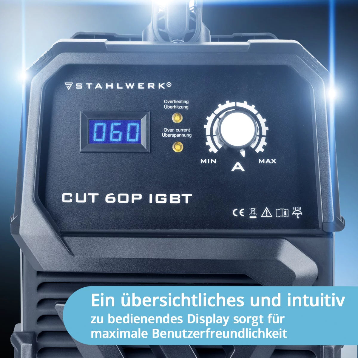 STAHLWERK CUT 60 Pilot IGBT Vollausstattung Plasmaschneider mit 60 Ampere Pilotzündung, bis 24 mm Schneidleistung, für lackierte Bleche & Flugrost