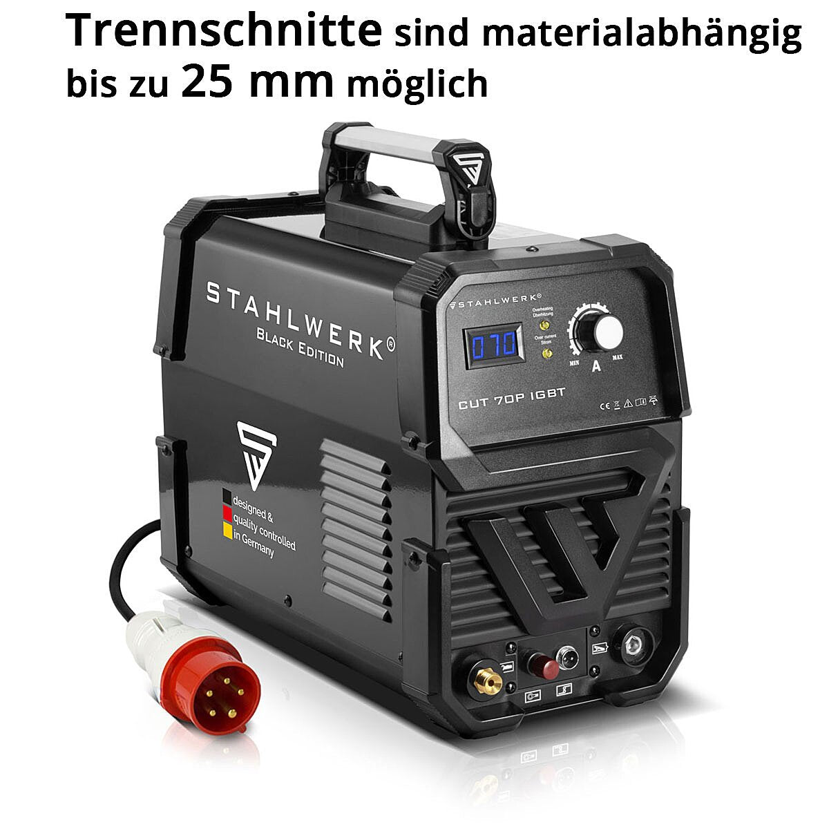 STAHLWERK CUT 70 P IGBT Plasmaschneider mit 70 Ampere Pilot-Zündung bis 25 mm Schneidleistung für Flugrost geeignet