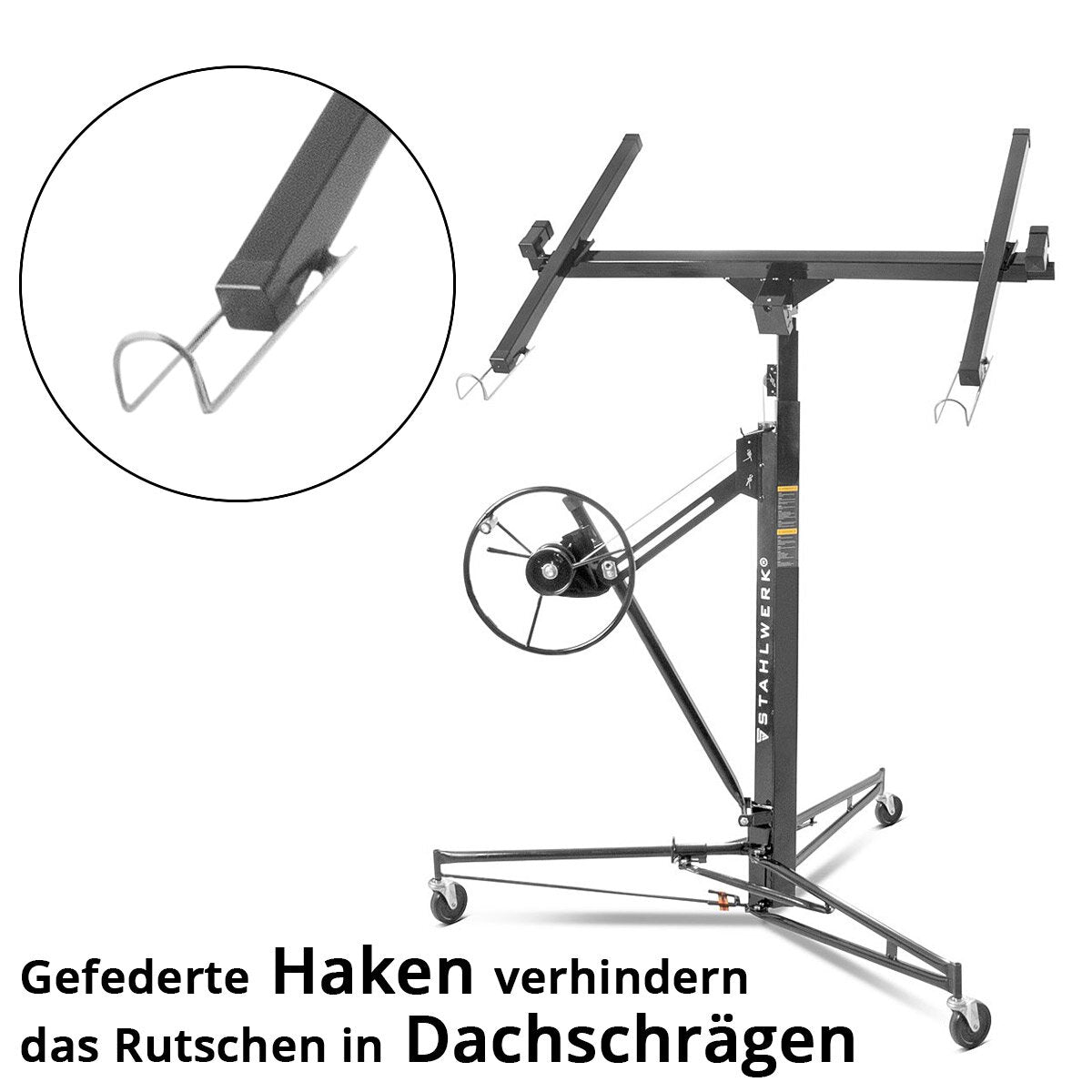 1.33-3.40 m çalışma yüksekliğine ve 68 kg'a kadar, plaka kaldırma / montaj kaldırma / panel kaldırıcısı ile sert plakalar, paneller, sunta ve diğer alçıpan elemanlarının profesyonel montajı için