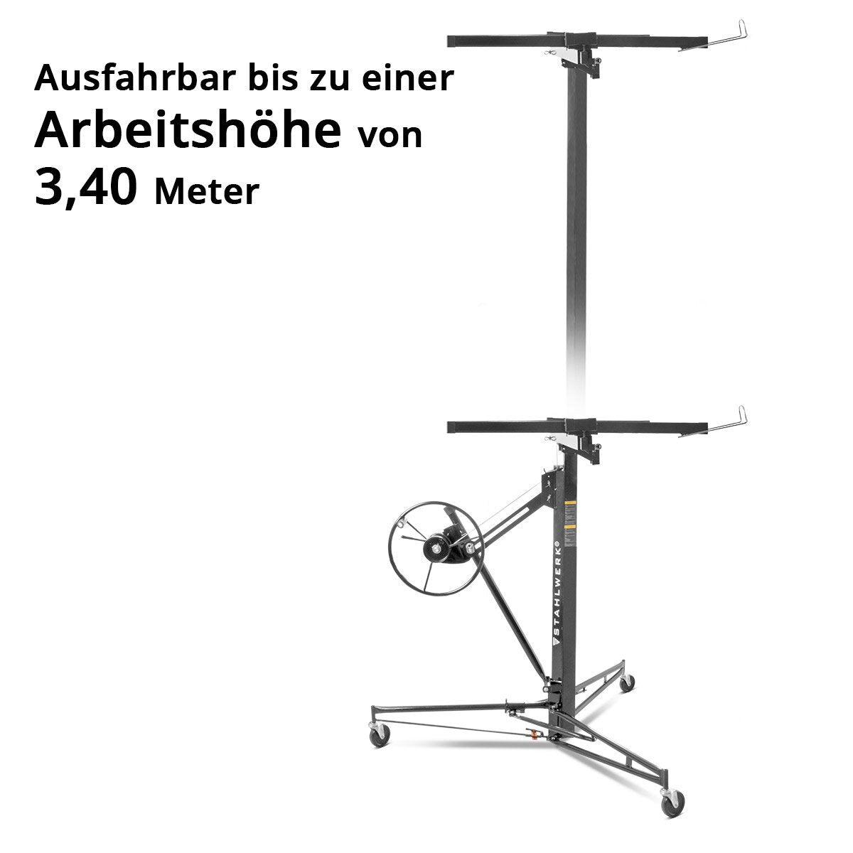 1.33-3.40 m çalışma yüksekliğine ve 68 kg'a kadar, plaka kaldırma / montaj kaldırma / panel kaldırıcısı ile sert plakalar, paneller, sunta ve diğer alçıpan elemanlarının profesyonel montajı için