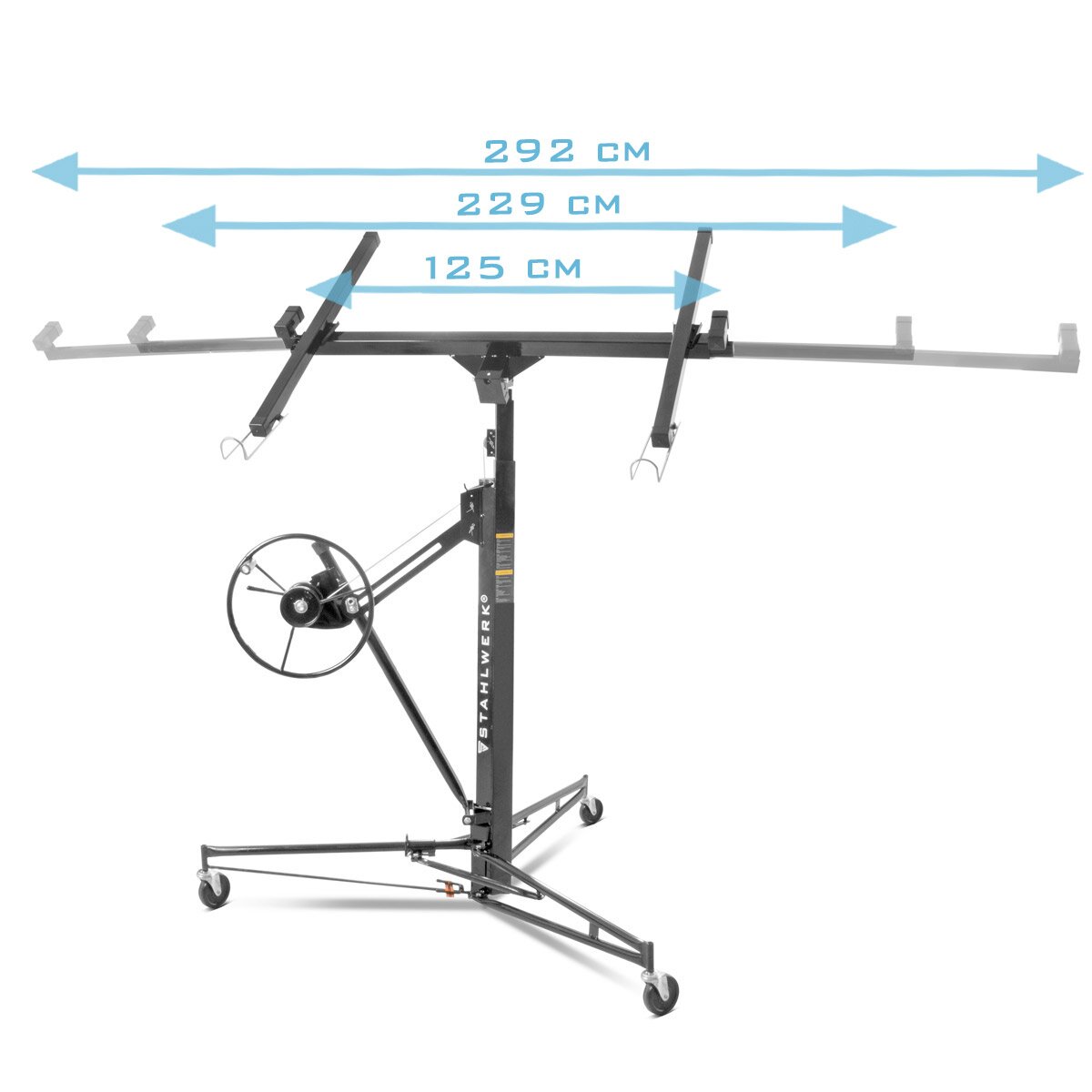 1.33-3.40 m çalışma yüksekliğine ve 68 kg'a kadar, plaka kaldırma / montaj kaldırma / panel kaldırıcısı ile sert plakalar, paneller, sunta ve diğer alçıpan elemanlarının profesyonel montajı için