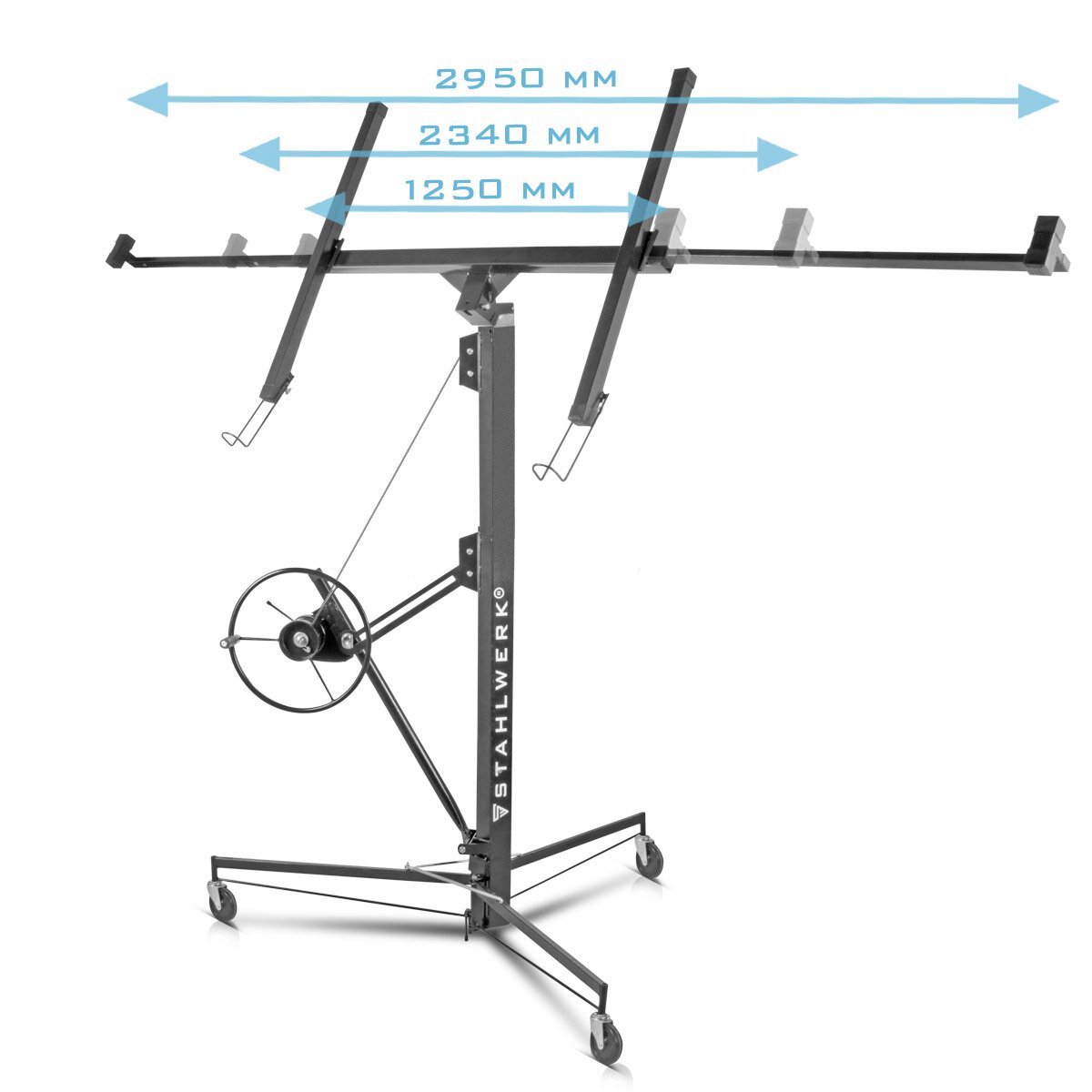 Steelworks plate lifter PH-465 ST 1.92-4.86 m, up to 68 kg resilient, plate lift / assembly lift / panel lifter for professional assembly of rigip plates and other drywall elements