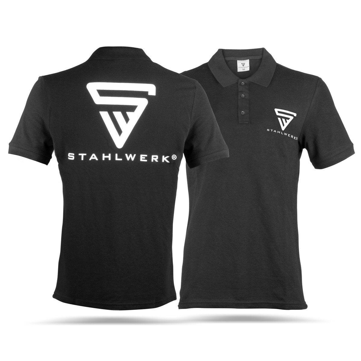 Steelworks polo shirt size XXL black short-sleeved polo shirt with logo print made of 100% cotton