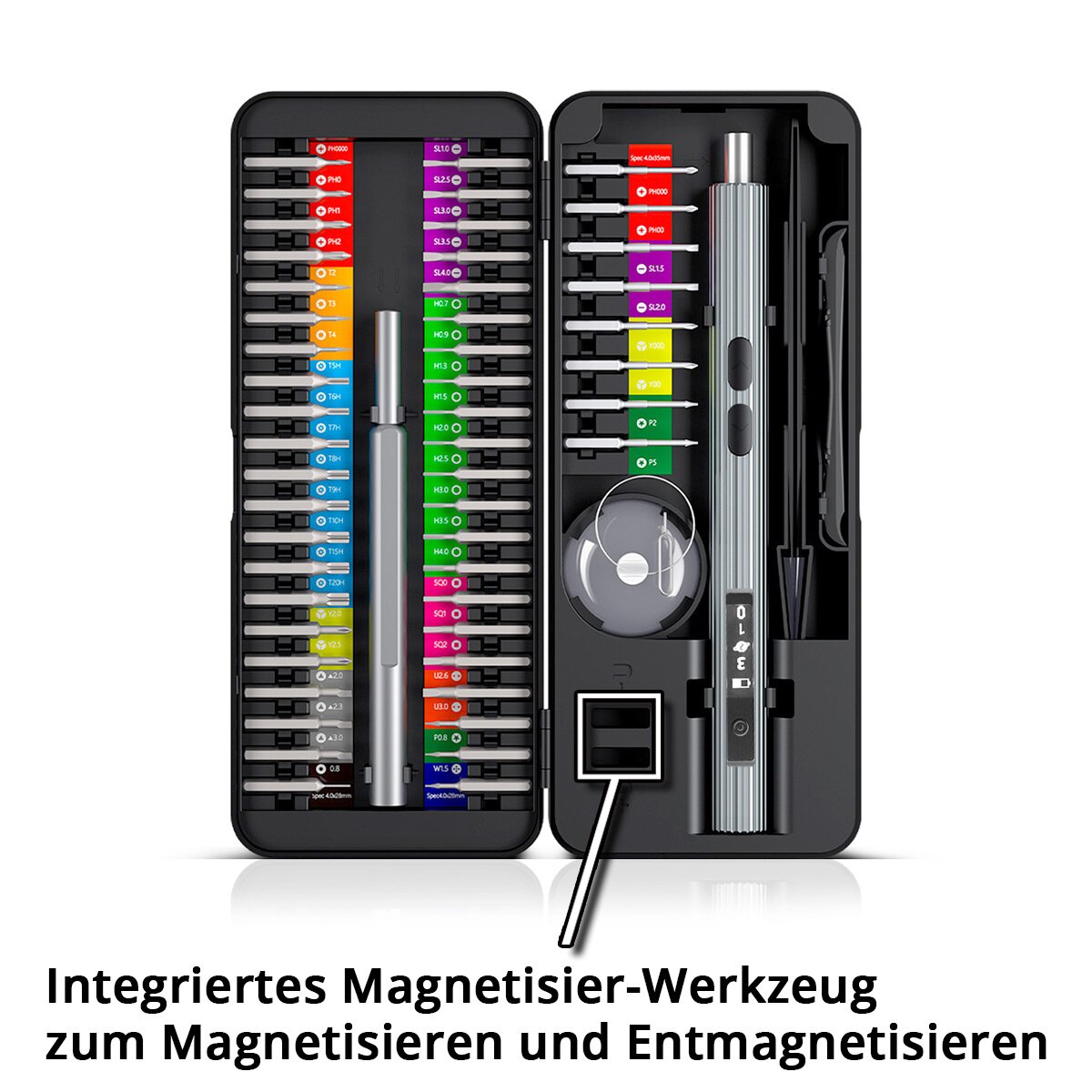 Steelworks electrical precision screwdriver set EPS-58 ST 58-part battery fine mechanics set | Fine tools | Fine ride -on converter | Fine screwdriver | USB screwdriver with a bit set