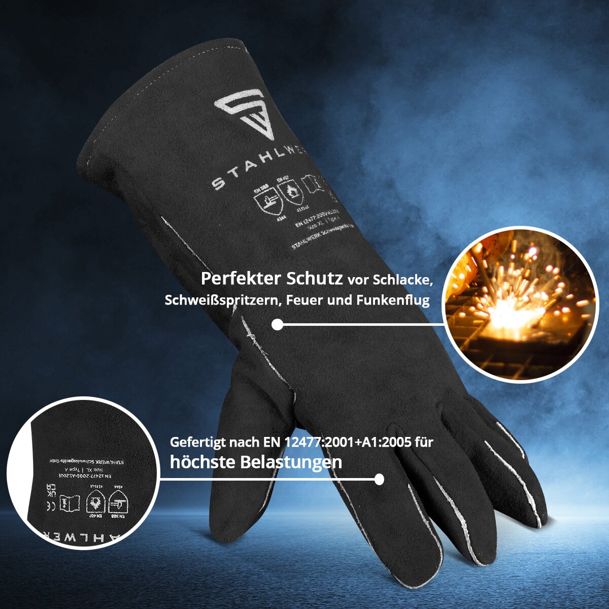 Gants de protection de soudage en acier Gants de travail | Gants de soudage | Des gants résistants à la chaleur en cuir de gabanisme de haute qualité pour le soudage et la coupe du plasma