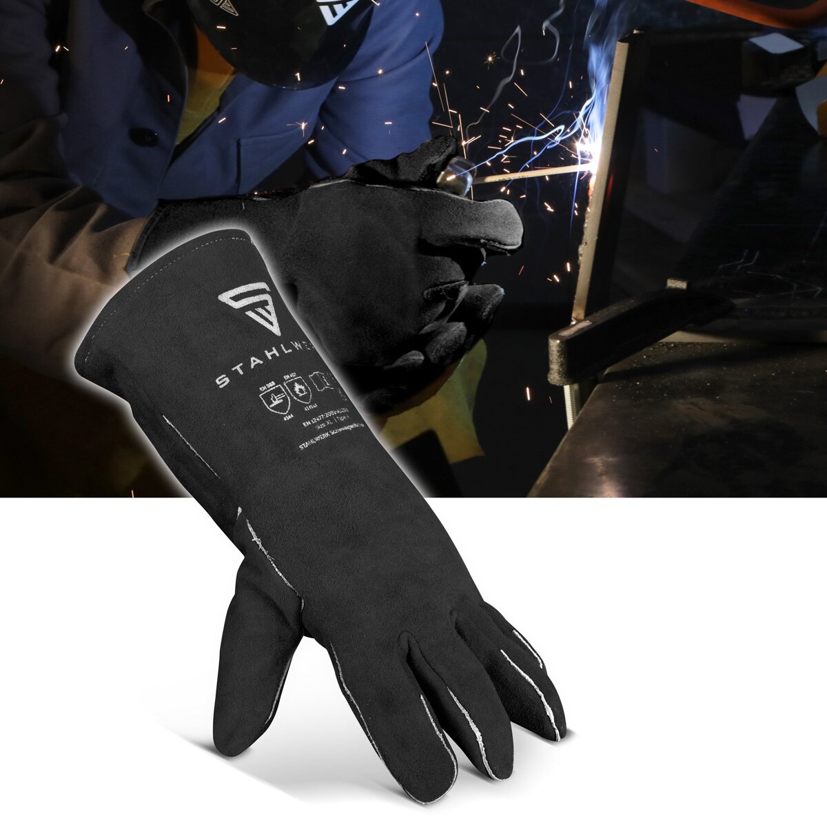 Gants de protection de soudage en acier Gants de travail | Gants de soudage | Des gants résistants à la chaleur en cuir de gabanisme de haute qualité pour le soudage et la coupe du plasma