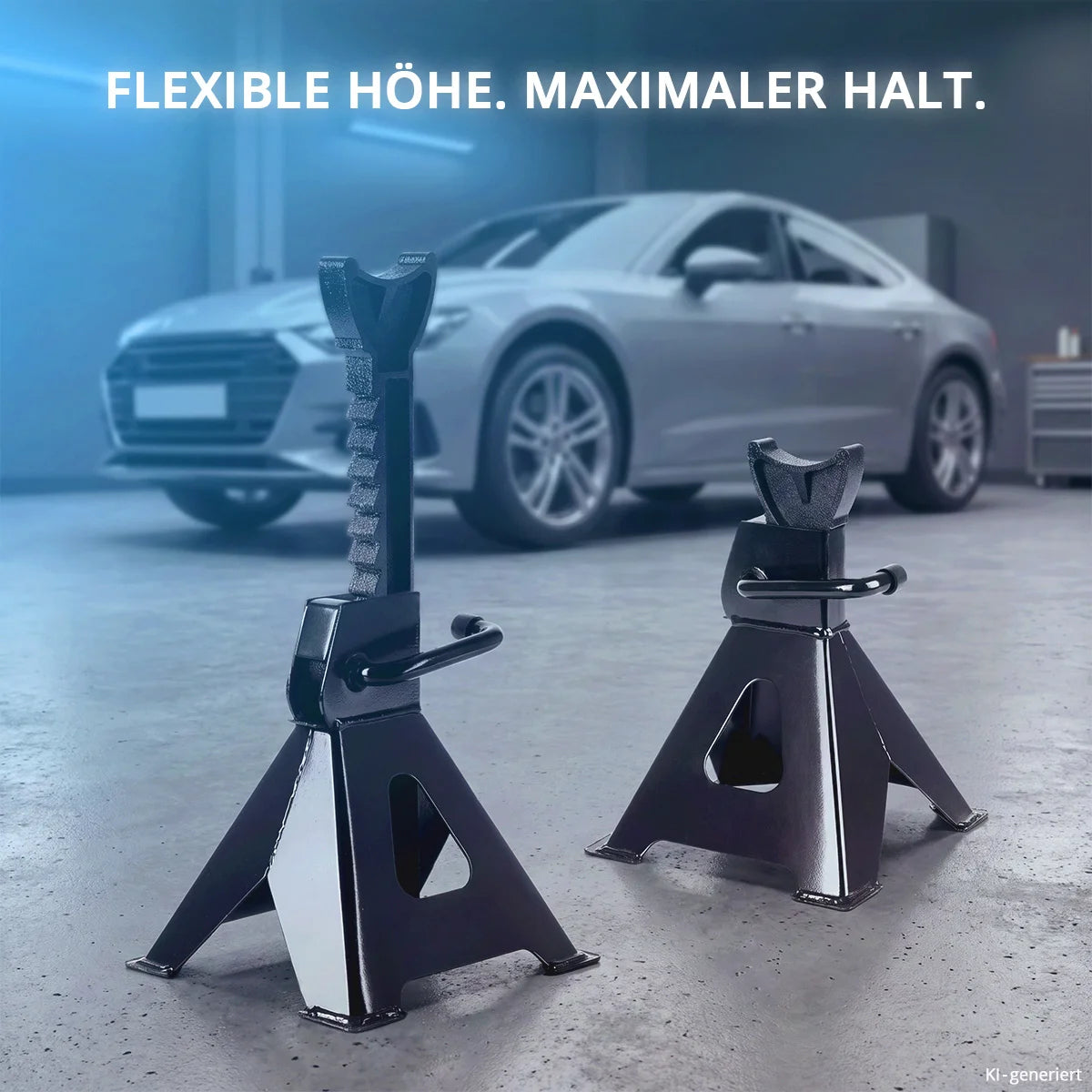 Gato para coche STAHLWERK WHB-73 ST con capacidad de carga de 3 t, rodillos silenciosos de goma, doble pistón de elevación y rango de elevación de 73-500 mm | Gato con ruedas extraplano | Gato hidráulico para coche | gato negro