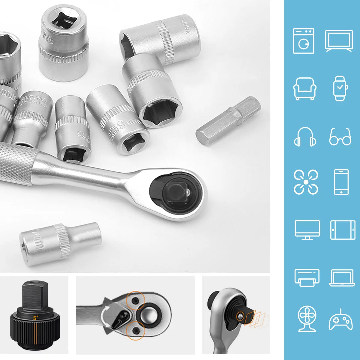 STAHLWERK Ratschen-Schraubendreher-Set | 42-teiliger Bit- und Steckschlüsselsatz mit Umschaltknarre aus Chrom-Vanadium| Ratschenschlüssel | Schraubenzieher-Set inklusive Transportbox