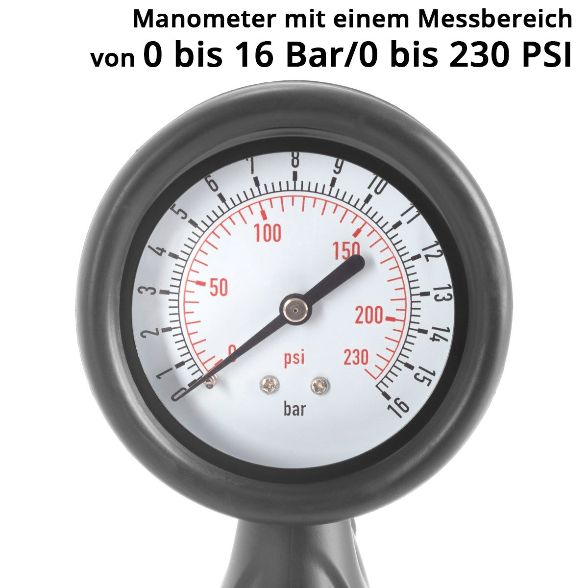 STAHLWERK Druckluft-Reifenfüllpistole DRA-162 ST | Druckluft Reifenfüller mit Manometer Messbereich | 2-in-1 Reifendruckprüfer für PKW, LKW, Motorrad, Fahrrad | Messbereich 0 bis 16 Bar/ 0 bis 230 PSI