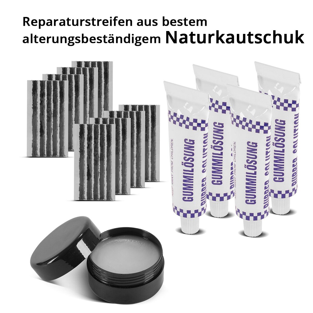 STAHLWERK Reifenreparaturset 72-teilig | Reifenreparatur Kit Kfz | Flickset Auto Motorrad | Notfallwerkzeug