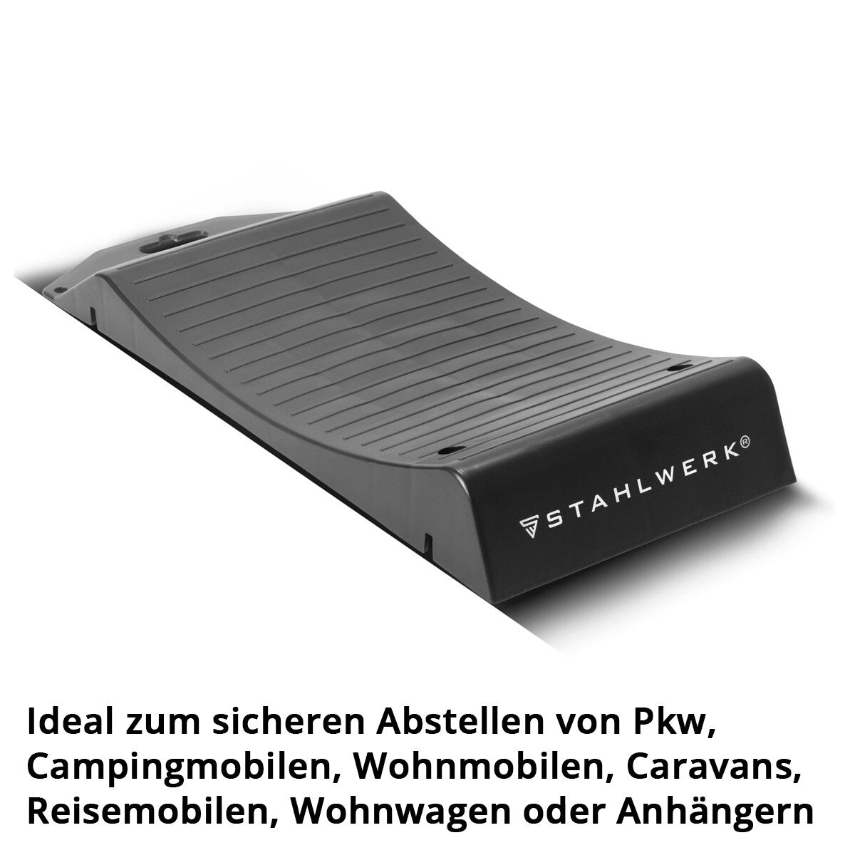 STAHLWERK Reifenschoner Standplatten GT-18 ST 4er Set mit 2,7 t Tragkraft Reifenwiege | Reifenschuhe | Hemmschuh | Unterlegkeil für Pkw, Reisemobil, Campingmobil, Wohnmobil, Caravan oder Wohnwagen