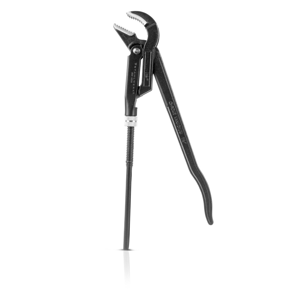 Steel mechanism pipe tongs 1.5 "inch (38 mm) S/45 ° Chrom-vanadium 420 mm powder-coated 4in1 water pump pliers with 60 mm clamping width, hardened cheeks, curved progress and staggered interlinking