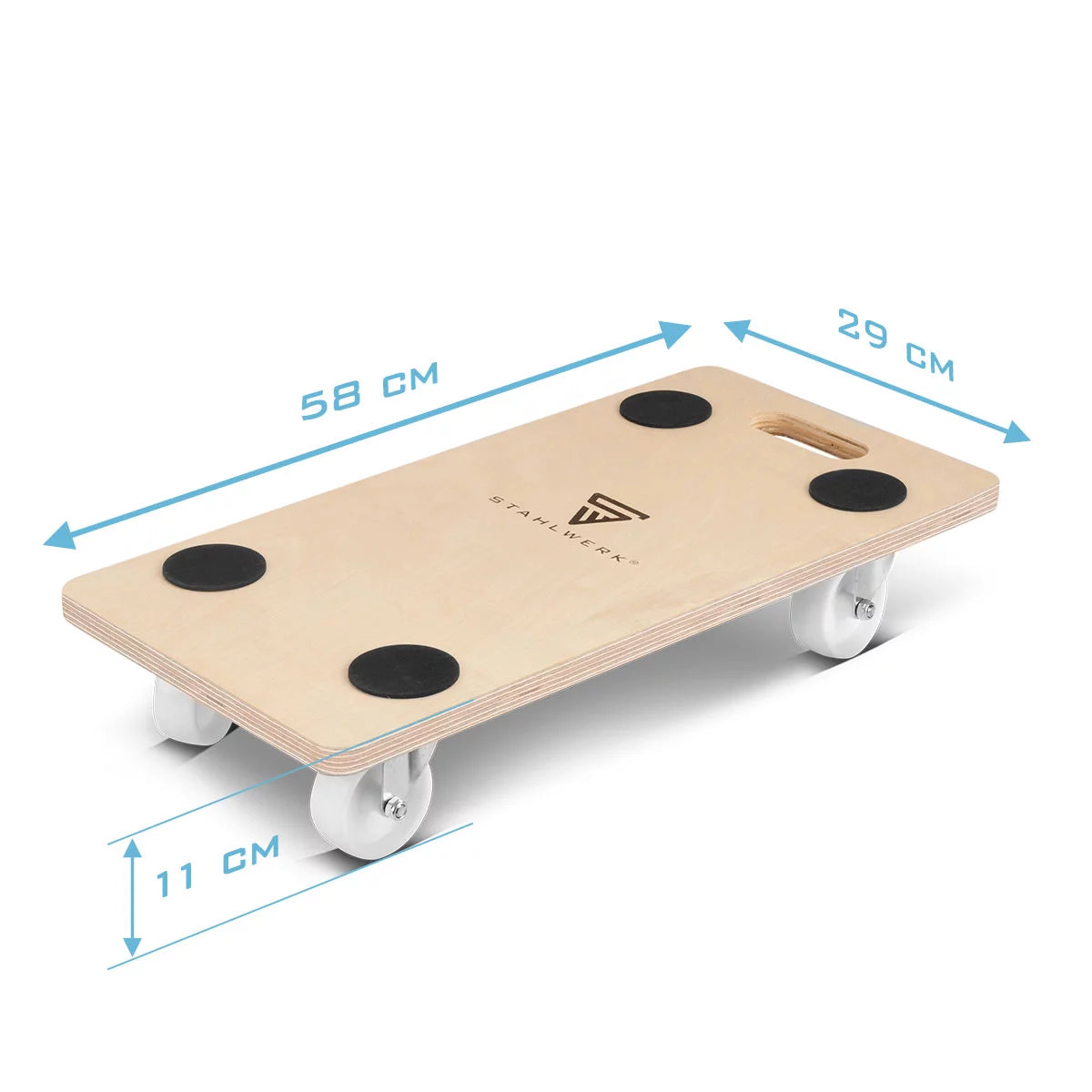 Stahlwerk trolling tr-250 st with handle 250 kg load capacity and abrasion-resistant steering rollers 58 x 29 cm platform car | Transport car | Furniture roller | Rolling board | Handlars | Transporter