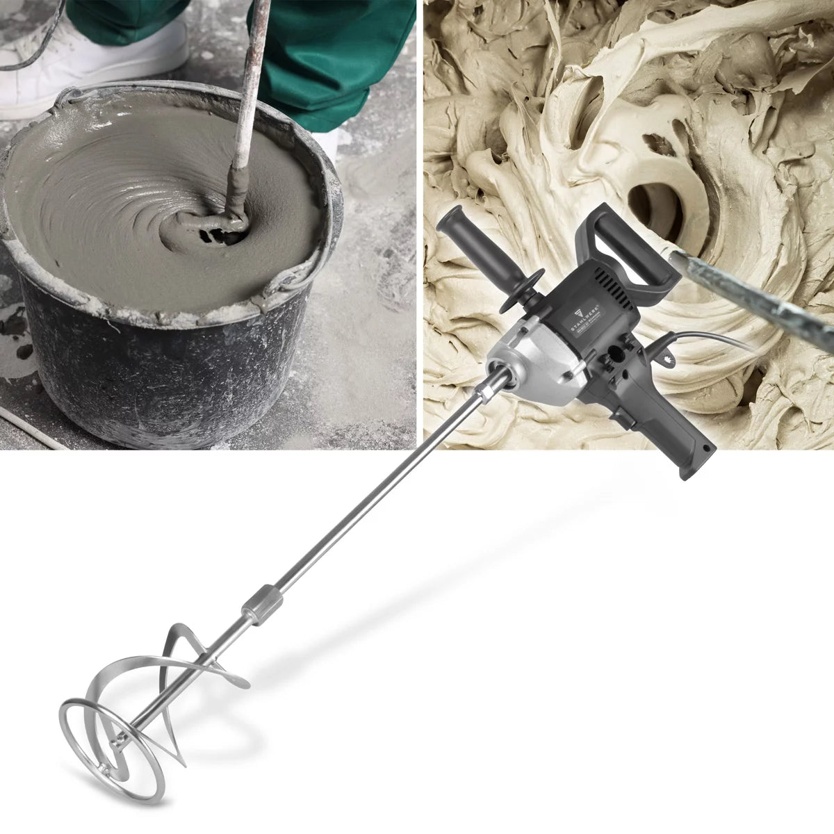 STAHLWERK agitator RW-800 ST | 800 W and 500 rpm | Electric mortar stirrer | Robust design | Stable concrete stirrer | Paint stirrer | Color mixer | Hand mixer | Hand mixer
