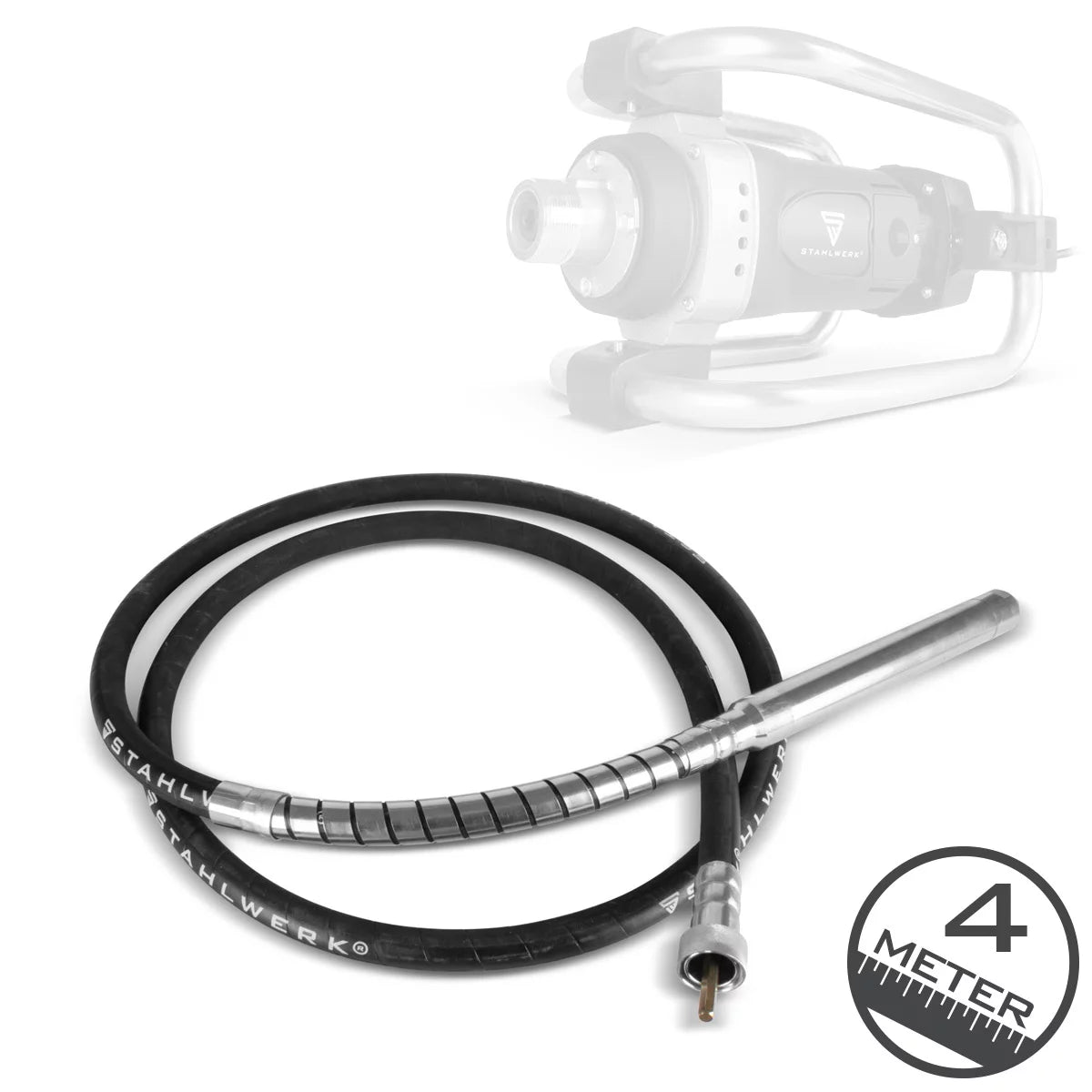 STAHLWERK Rüttelflasche Ø 45 mm | 400 cm Schlauchlänge | Innenrüttler mit flexibler Welle für Elektro-Betonrüttler | Rüttelschlauch für Betonverdichter, Flaschenrüttler und Betonvibratoren