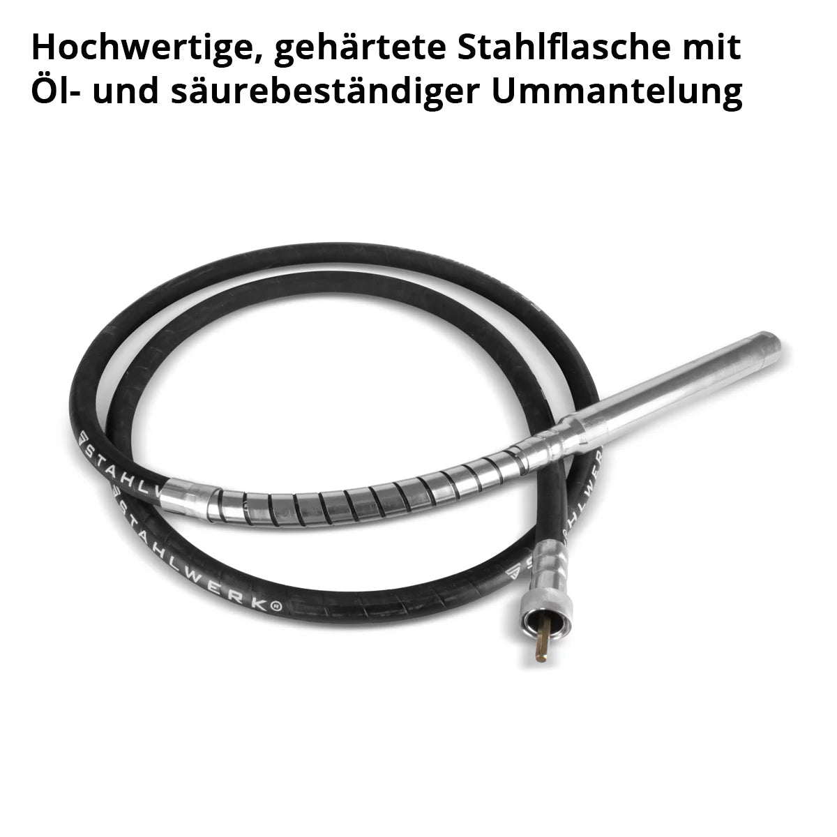 STAHLWERK Rüttelflasche Ø 45 mm | 400 cm Schlauchlänge | Innenrüttler mit flexibler Welle für Elektro-Betonrüttler | Rüttelschlauch für Betonverdichter, Flaschenrüttler und Betonvibratoren