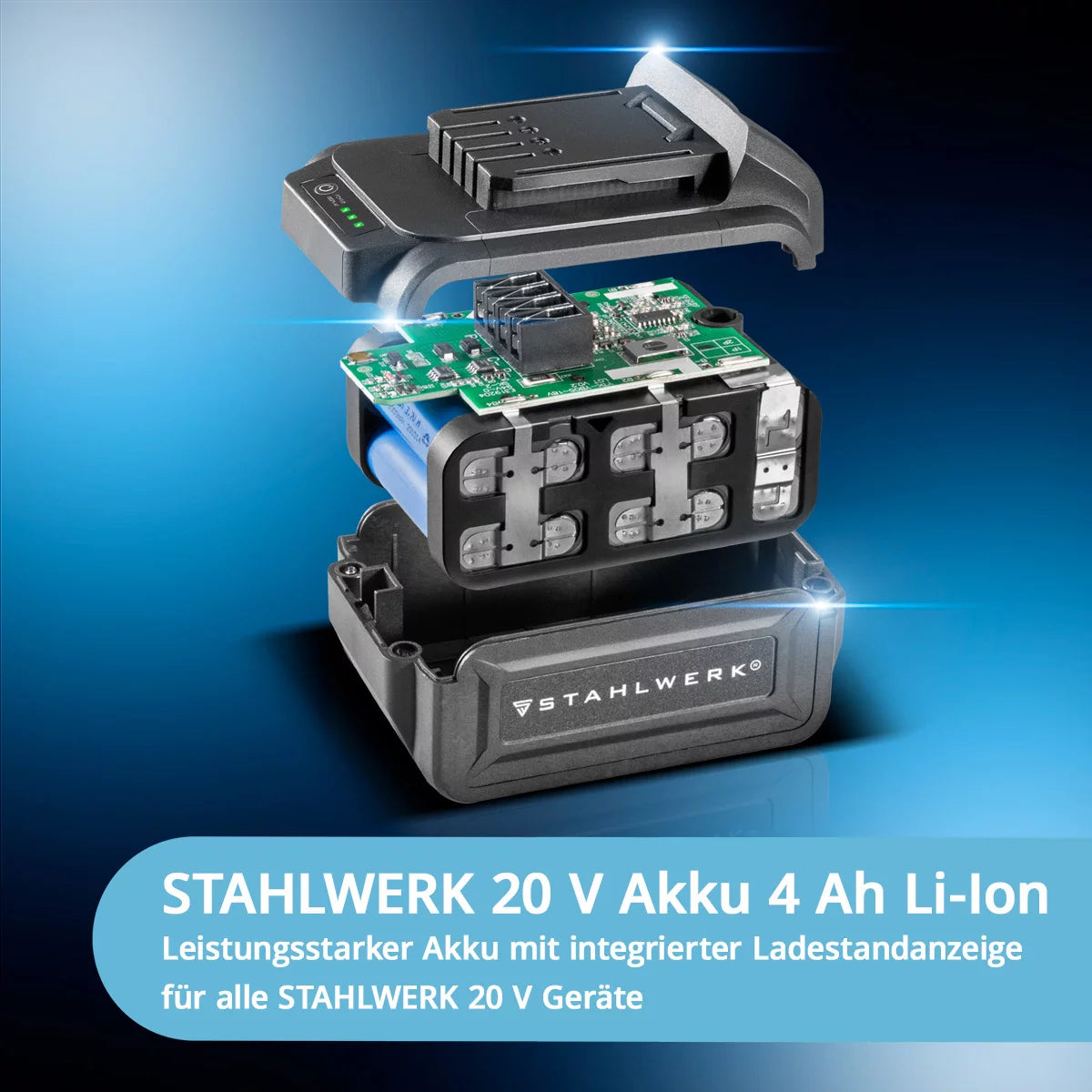 STAHLWERK Brushless-Akku-Säbelsäge BRS-20 ST | 20 Volt Universalsäge | 4 Ah Li Ion Akku | 20 Ersatzblätter (10 x Holz, 10 x Metall) | Schnellspannaufnahme | Hublänge 28 mm | 0-2.600 U/min