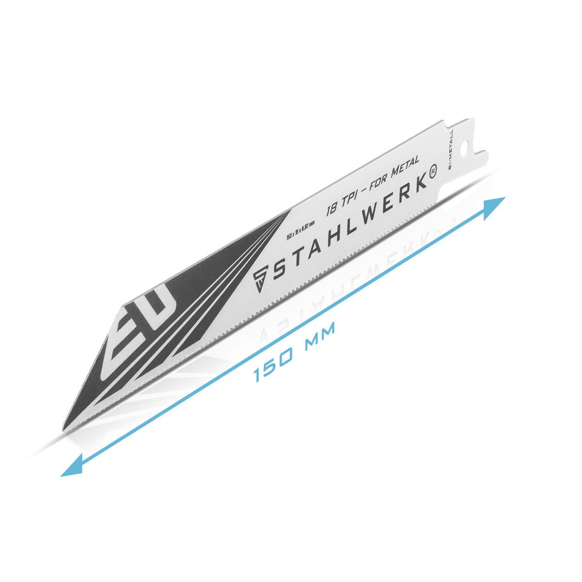 STAHLWERK Metall-Sägeblatt 2er Set 150 x 19 x 0,92 mm Long Life Säbelsägeblätter | Reciprosägeblätter mit 1/2 Zoll Aufnahme und 18 TPI für Säbelsägen | Reciprosägen | Stichsägen