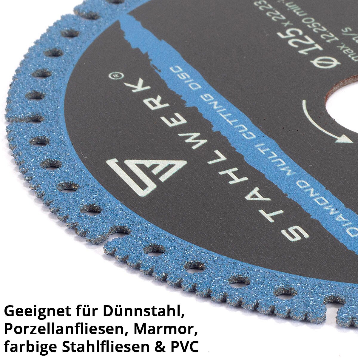 STAHLWERK Diamant-Trennscheiben 3er Set Sägeblatt für verschiedene Materialien | 125 x 22,23 mm