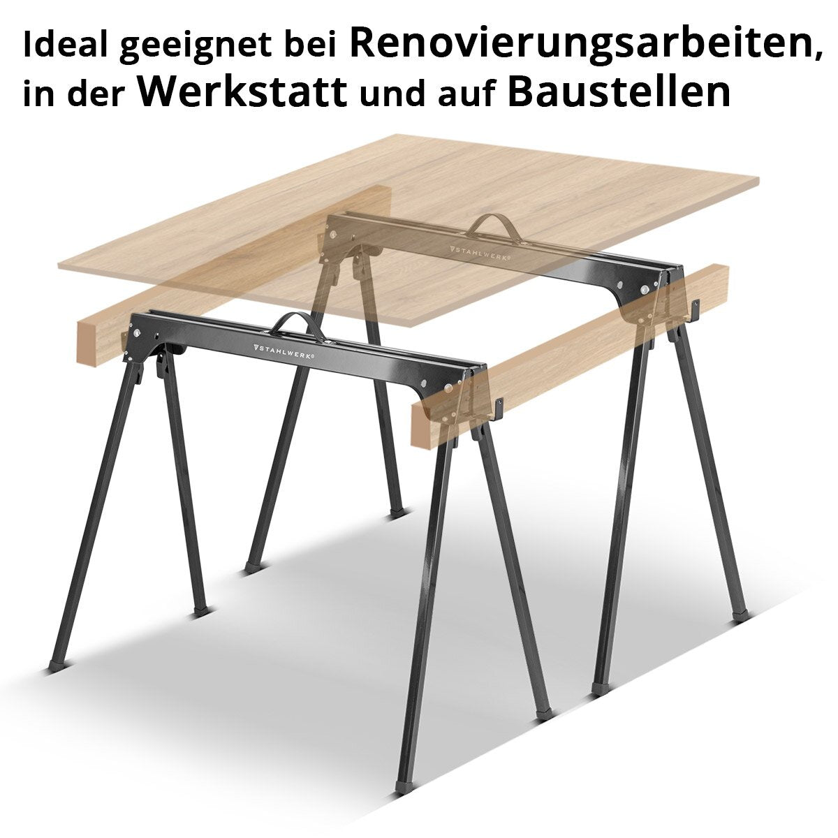 Sägebock 2er Set 500 kg Universal Arbeitsbock Klappbock Gerüstbock