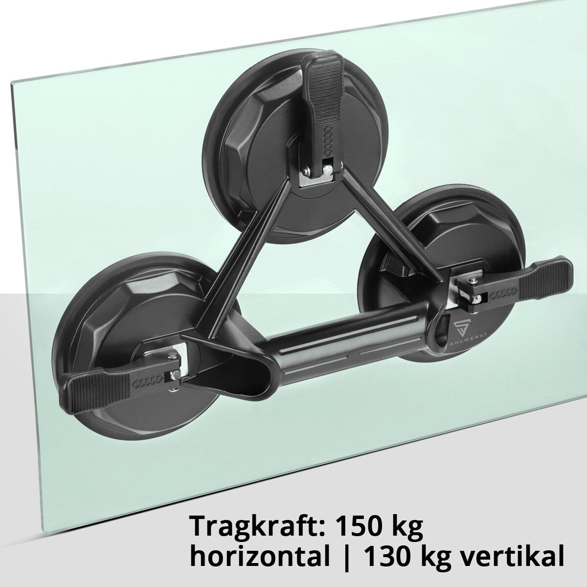 Steelworks 150 kg yük kapasitesi ve 3 x 12.5 cm ile üçlü emme tekerlekleri | 5 “Çaplı Vakum Kaldırıcı | Cam Kaldırıcı | Fayans Kaldırıcı | Disk kaldırıcı | Emme Tutucu | Emme kavrama | Cam, fayans, çarşaf, mobilya ve laminat için cam vakum