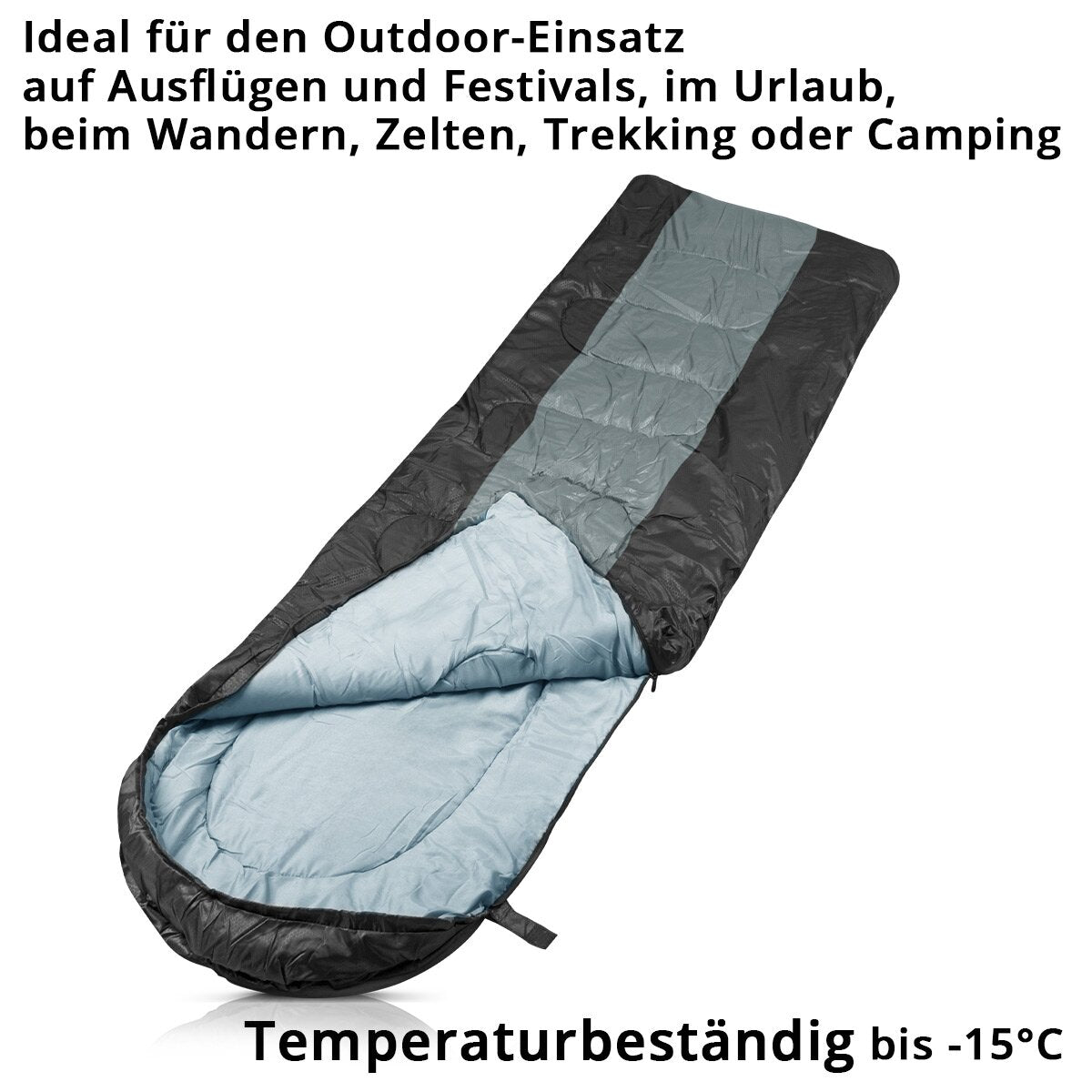 STAHLWERK Schlafsack SB-400 ST bis -15°C 4 Jahreszeiten Outdoorschlafsack | Campingschlafsack | Mumienschlafsack | Reiseschlafsack | Sommer- und Winterschlafsack