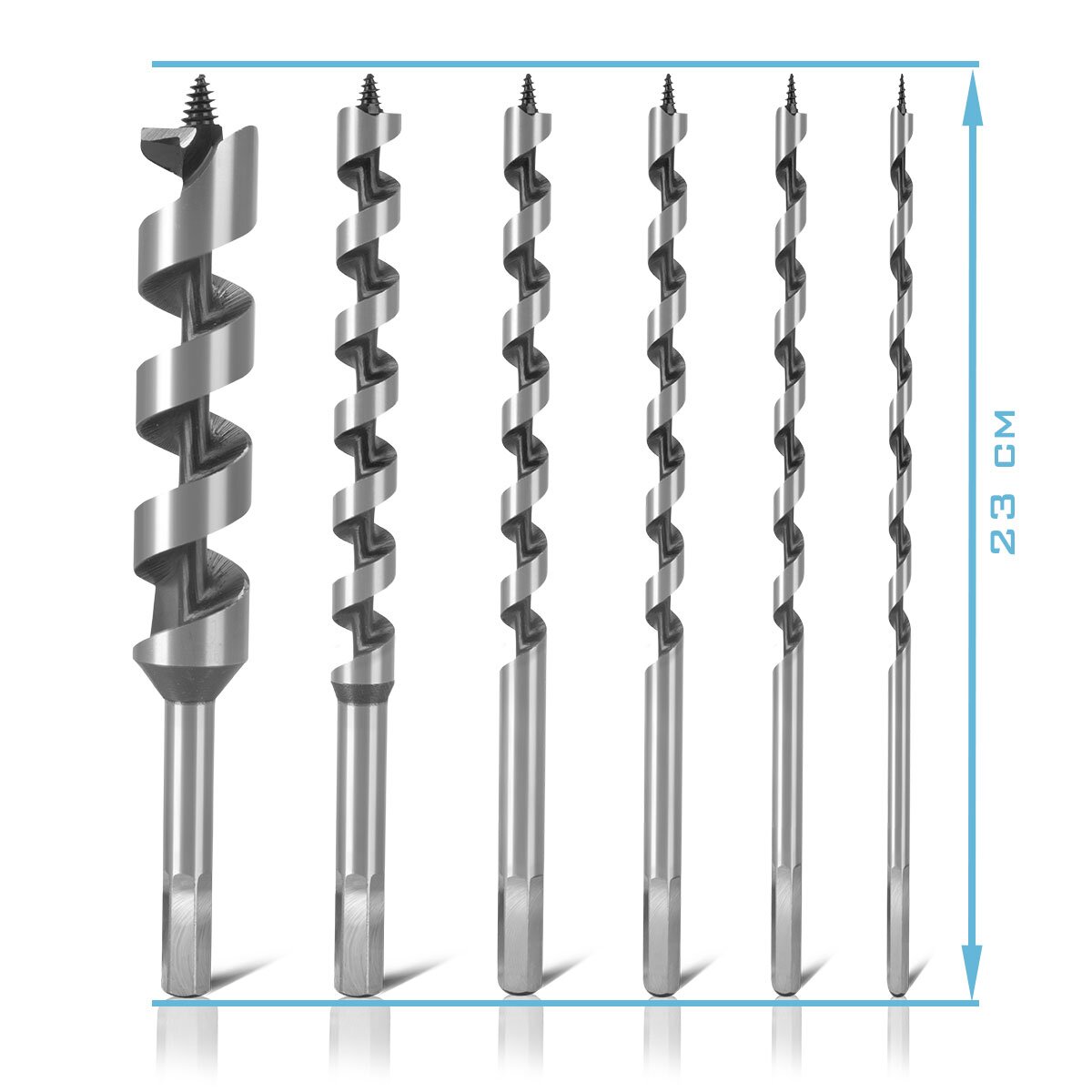 Drill Stahlwerk Holz-Snake 6 Set 6 | 8 | 10 | 12 | 16 | Exercice en spirale de 25 mm | Perceuse en bois | Perceur de faisceau | Foret Lewis | Percet premium en acier au carbone