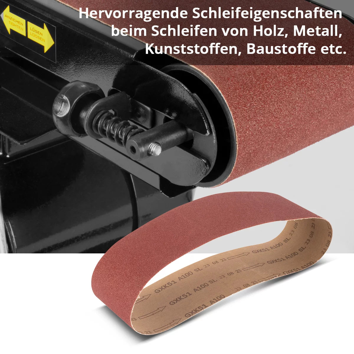 STAHLWERK Schleifband 10er Set 915 x 100 mm mit K100 Körnung Universal-Schleifpapier | Schleifbänder | Schleifmittel für Bandschleifer und Schleifgeräte