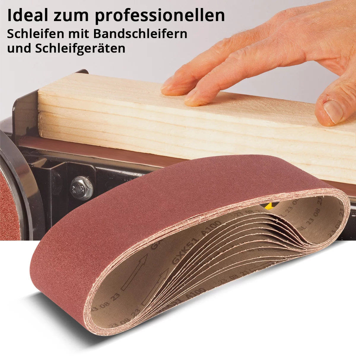 STAHLWERK Schleifband 10er Set 915 x 100 mm mit K100 Körnung Universal-Schleifpapier | Schleifbänder | Schleifmittel für Bandschleifer und Schleifgeräte