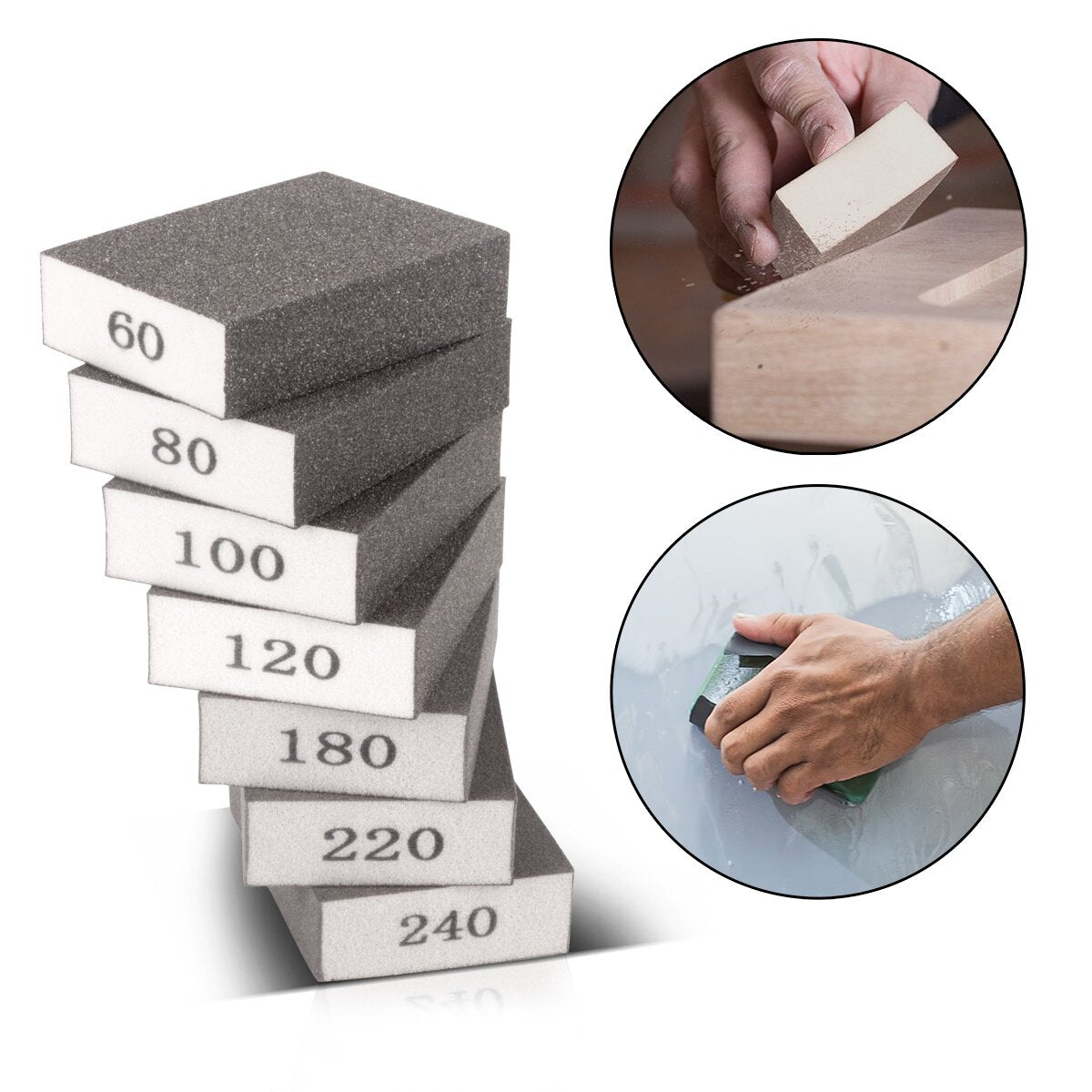 Stahlwerk grinding sponge 7er set with 60 | 80 | 100 | 120 | 180 | 220 | 240 grit, washable and recyclable grinding blocks | Grinding pads | Grinding blocks to grind and polish