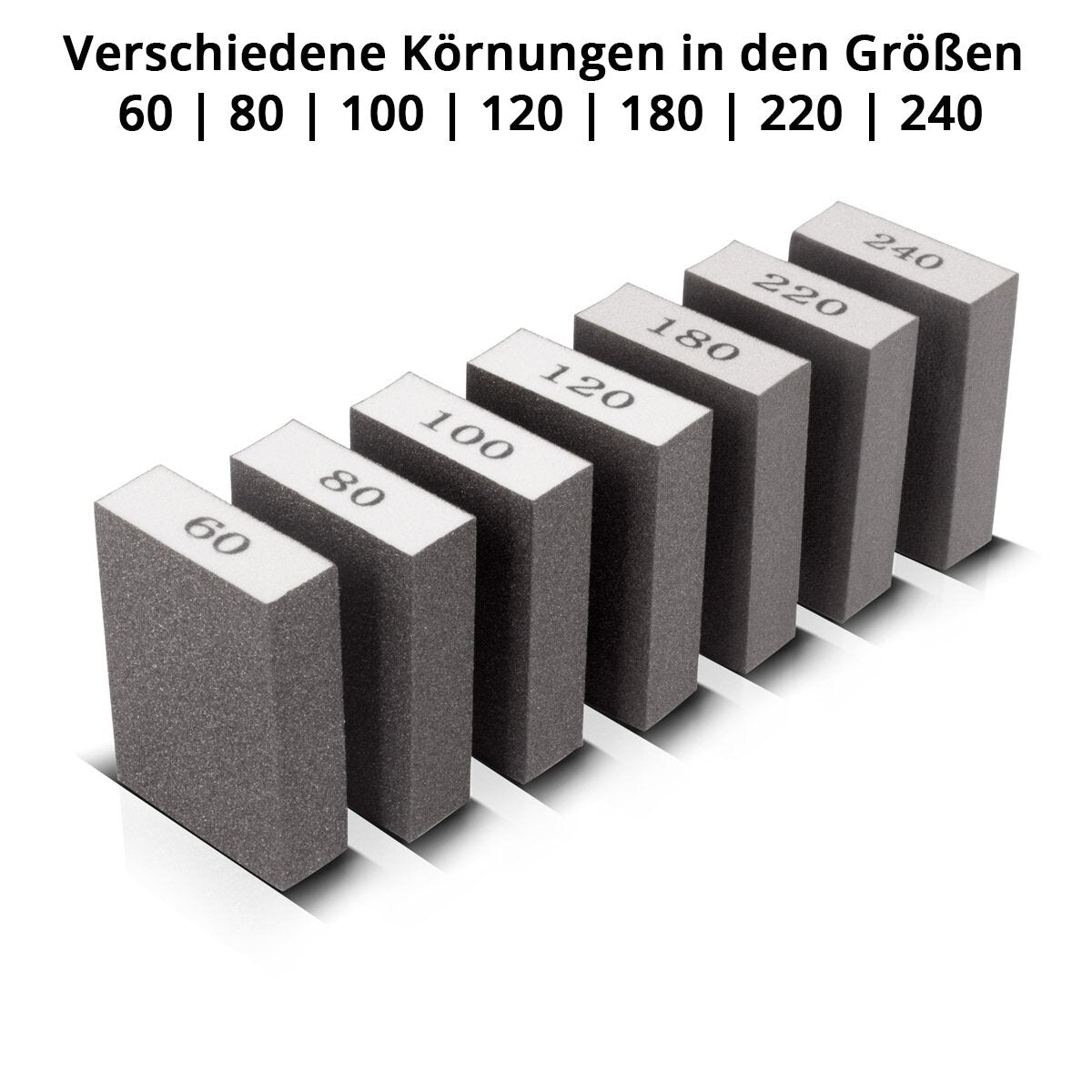 Stahlwerk grinding sponge 7er set with 60 | 80 | 100 | 120 | 180 | 220 | 240 grit, washable and recyclable grinding blocks | Grinding pads | Grinding blocks to grind and polish