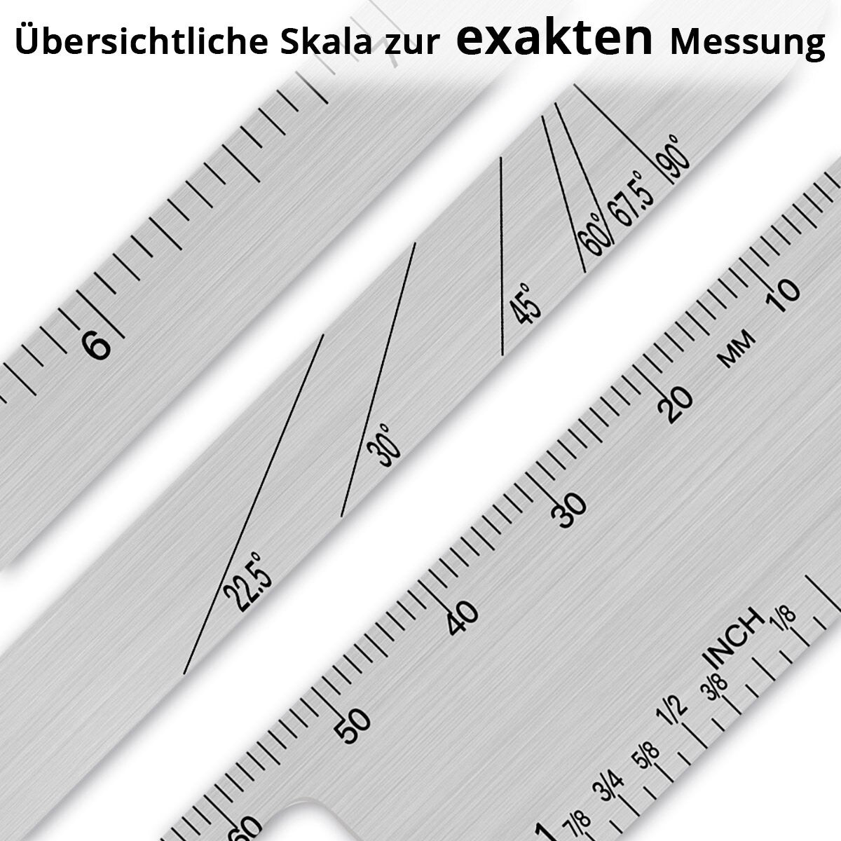 STAHLWERK Schmiege mit Anschlag Winkelschmiege | Kombiwinkel | Multifunktionswinkel | Schreinerwinkel | Streichmaß | Schrägmaß | Winkel-Lineal zum präzisen Messen, Anreißen, Markieren und Zeichnen