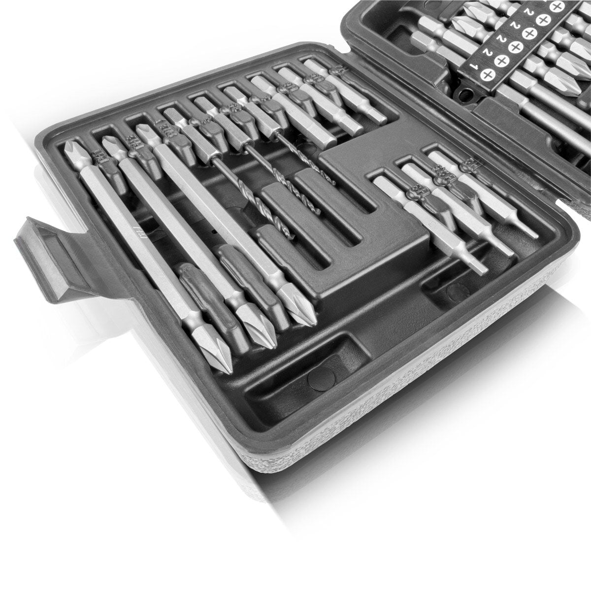 Steelworks 28-part screwdriver-bit set with hexagonal shaft for cordless screwdrivers, bite set and plug-in chrome vanadium including transport box | Screwer Set | Split key set