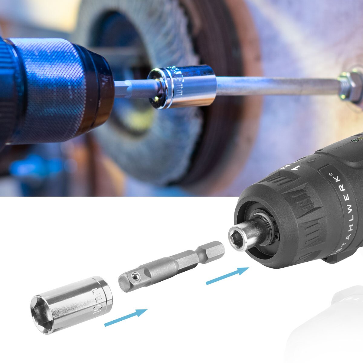 Steelworks 28-part screwdriver-bit set with hexagonal shaft for cordless screwdrivers, bite set and plug-in chrome vanadium including transport box | Screwer Set | Split key set