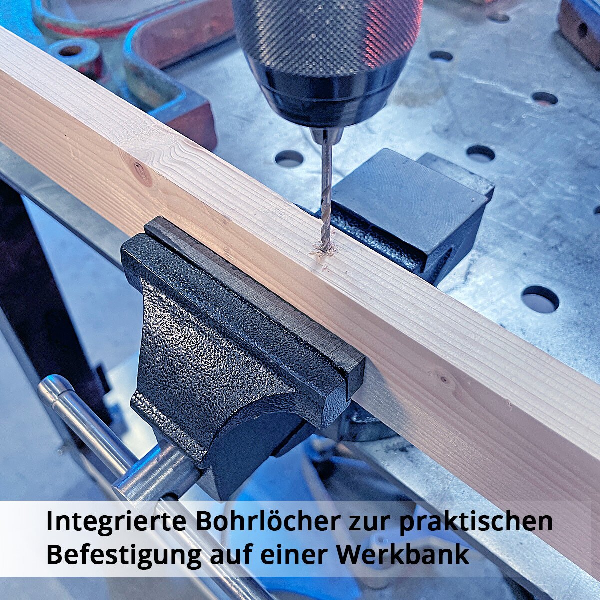 STAHLWERK Schraubstock BV-100 ST aus Gusseisen mit 100 mm Spannweite, Maschinenschraubstock | Werkbankschraubstock | Spannvorrichtung | Parallelschraubstock | Tischschraubstock mit Amboss