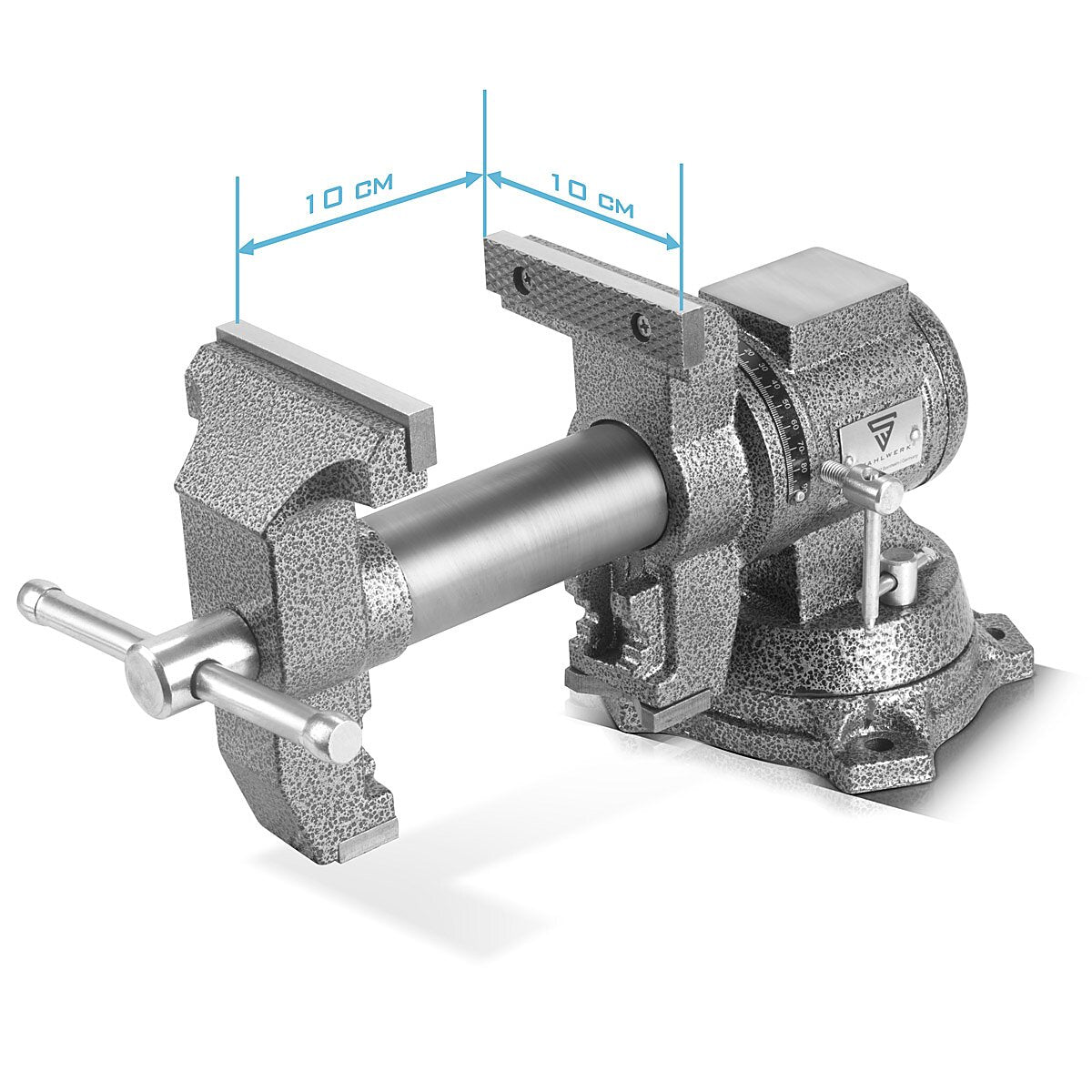 Çelik işleri çok fonksiyonlu vice mv-100 st Dökme demirden yapılmış 100 mm açıklıklı 360 ° döndürülebilir, Makine Yardımcısı | Workbench Yardımcısı | Paralel Yardımcı | Örs ile masa mengenesi