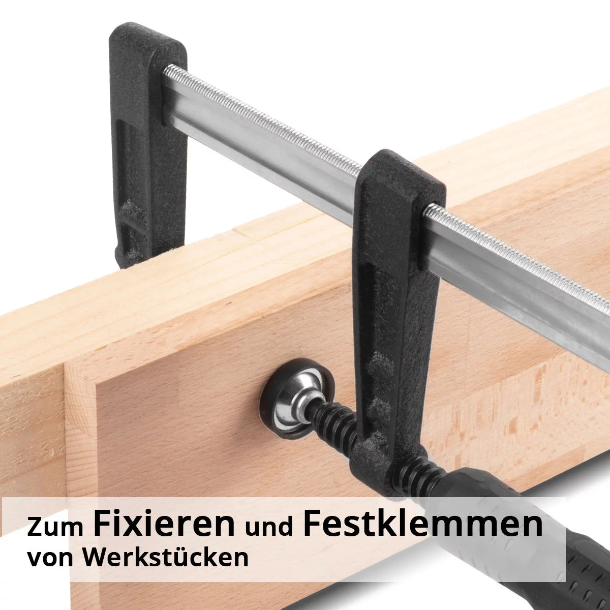 STAHLWERK 3 x Schraubzwinge 50x200 mm | kraftvolle Klemmzwinge aus Stahl und Kunststoff | F-Zwinge zum Fixieren von Werkstücken |stabile Zwinge mit Spannweite 200 mm, Spanntiefe 50 mm