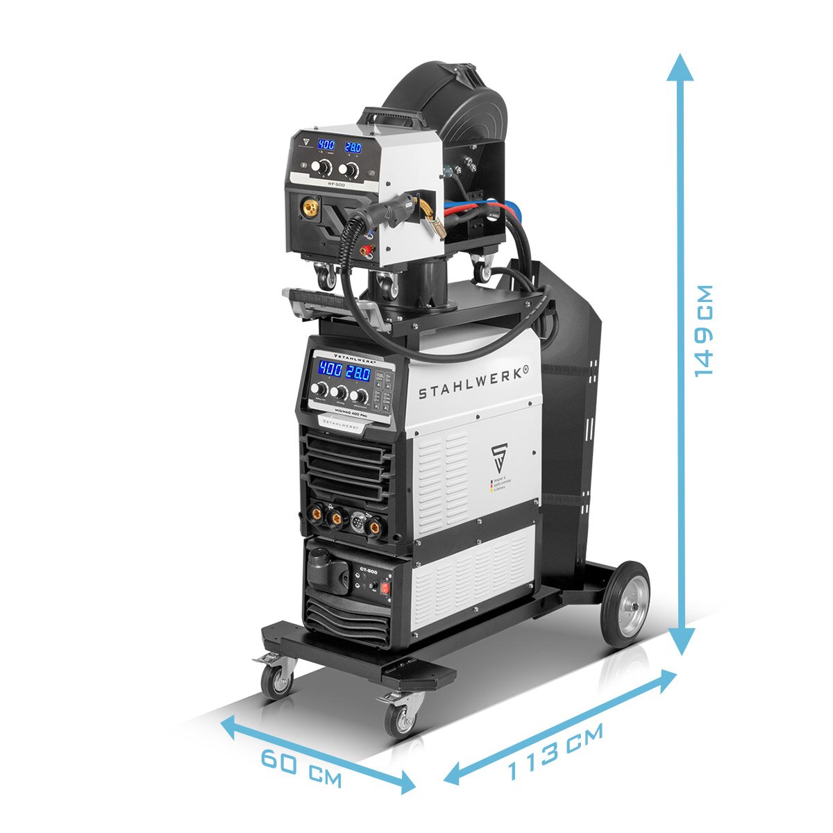 Welding Machine di acciaio MIG Mag 400 per attrezzatura completa di inverter IGBT raffreddato ad acqua con 400 A e Funzione impulso 3 in 1 Sistema di saldatura combinata MIG | MMA | Ascensore