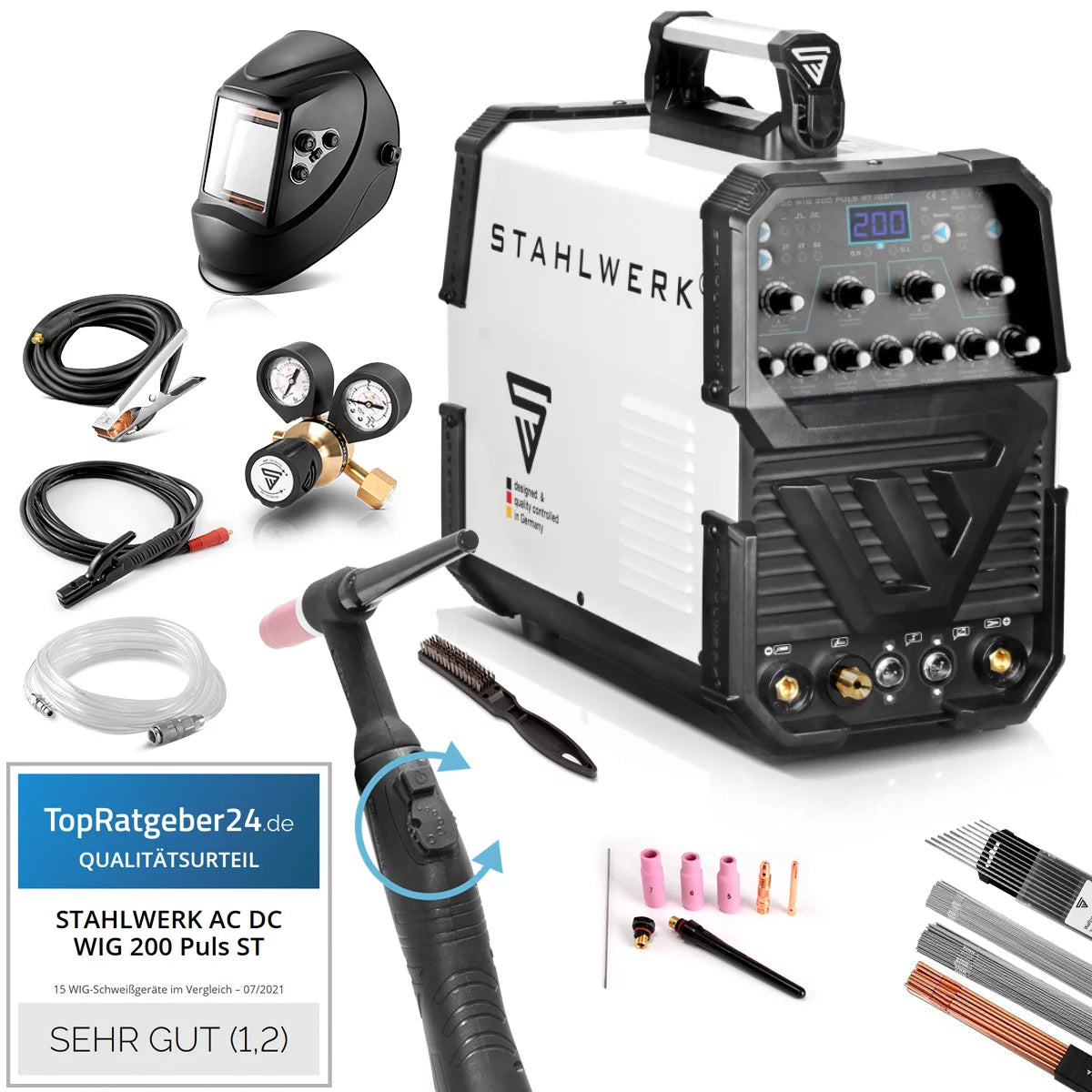 STAHLWERK Schweißgerät AC/DC WIG 200 Puls ST IGBT Vollausstattung / 20