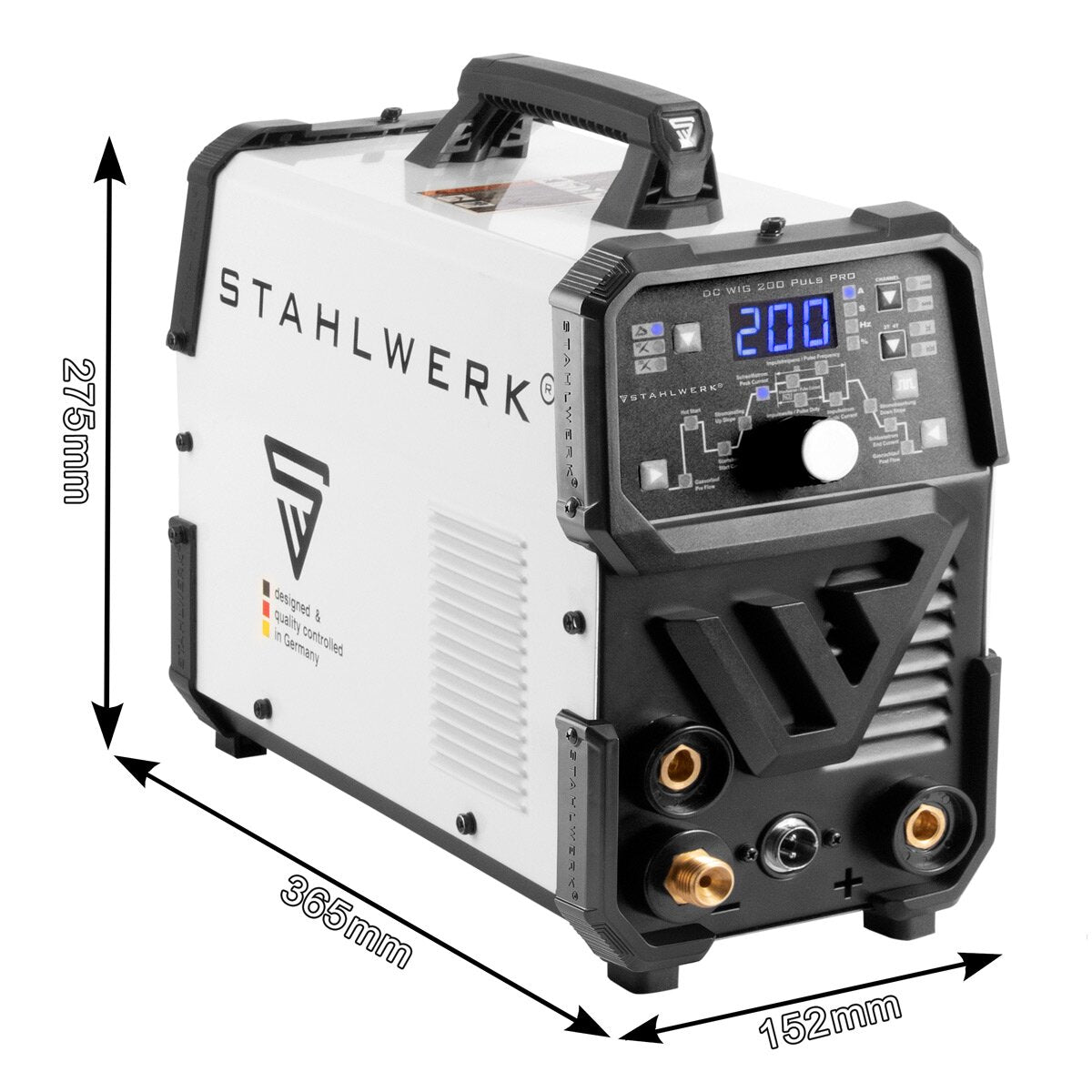 Steelworks 2-in-1-combi welding machine DC WIG 200 PULS PRO-Full equipment-Digital professional WIG welding machine with MMA E-Hand and pulse function, suitable for thin sheet metal