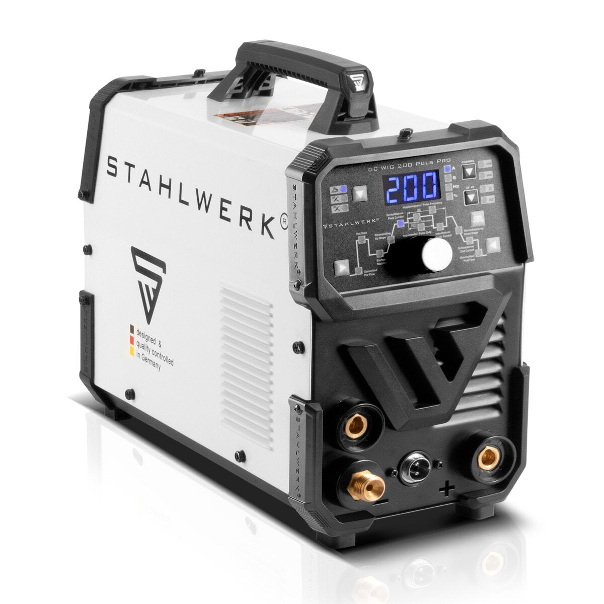 Steelworks 2-in-1-combi welding machine DC WIG 200 PULS PRO-Digital professional WIG welding machine with MMA E-hand and pulse function, suitable for thin sheet metal