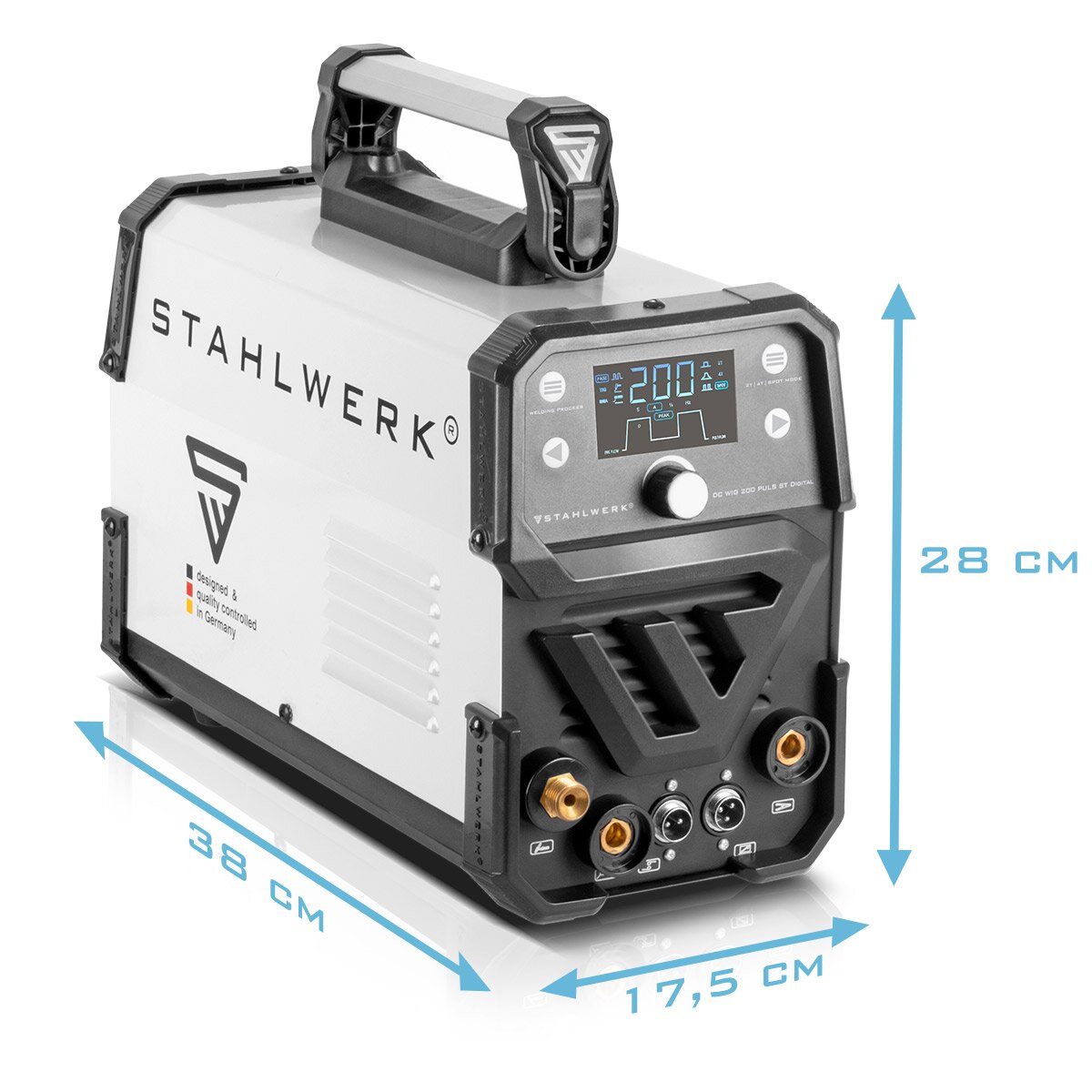 Steelworks 2-in-1-combi welding device DC WIG 200 PULS ST Digital Full equipment-digital professional WIG welding machine with MMA | E-hand and pulse function | IGBT-Inverter with LED display | Suitable for thin sheet