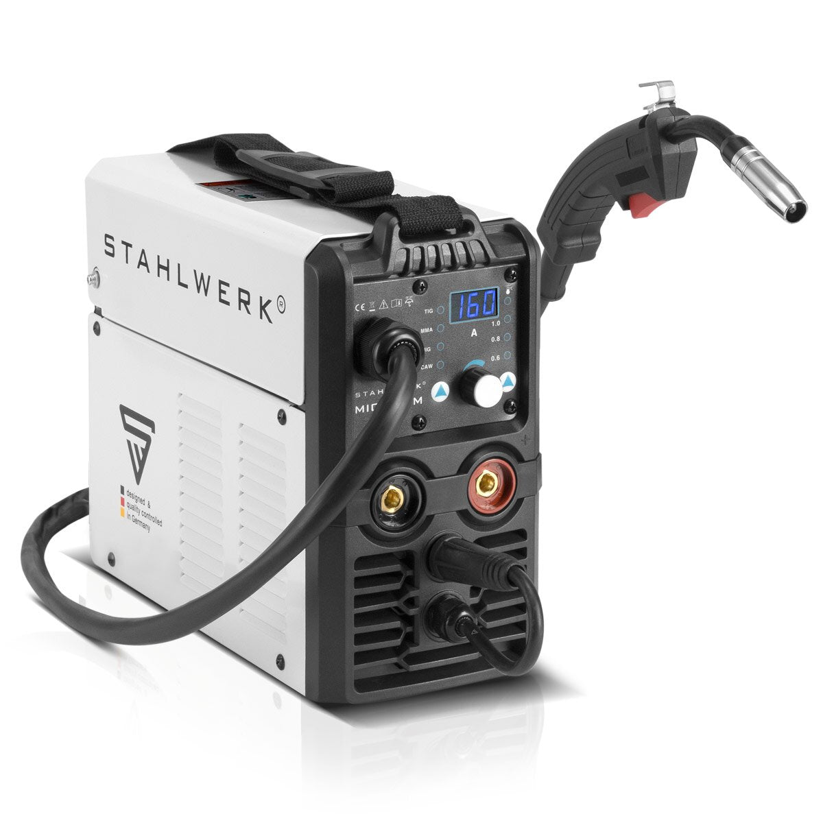 Stahlwerk welding machine MIG MAG 160 m IGBT Full equipment / full syngical 5 in 1 combination device with real 160 amps and 2 rollers drive