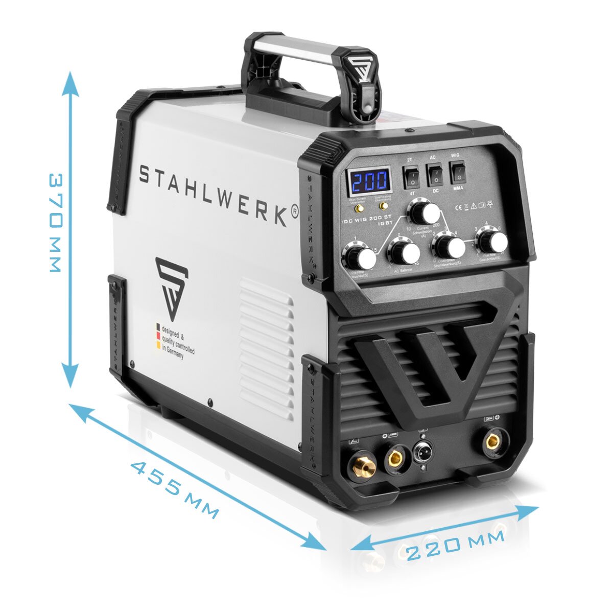 Steelworks welding machine AC / DC WIG 200 ST IGBT Full equipment / combination white device / station wagon welding system with 200 A WIG & MMA, aluminum Suitable