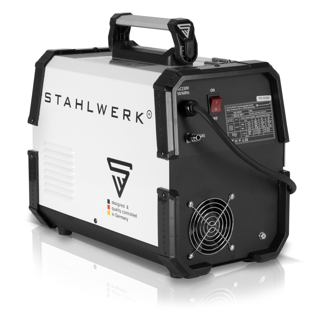 Steelworks welding machine MIG MAG 200 ST IGBT Full equipment / protective gas welding device with a synergic wire feed and real 200 ampere / professional welding device