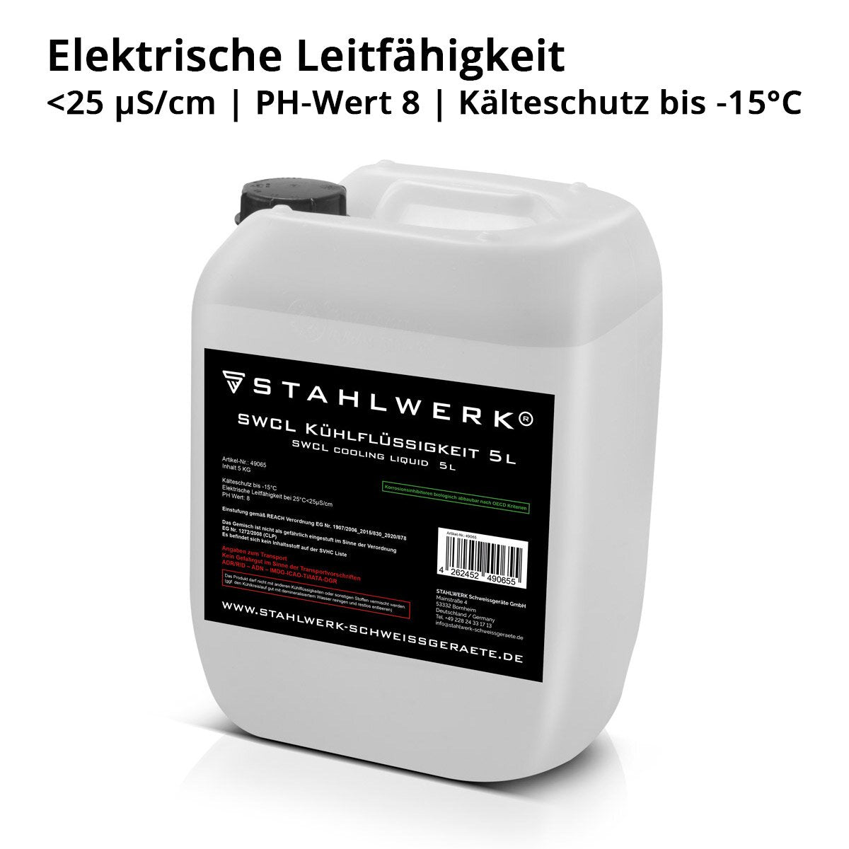 SWCL Soğutma Sıvısı 5 L Teneke kutu 25 µs/cm ila -15 ° C Soğutucu | Su Soğutma | Su soğutucuları ve su soğutmalı hortum paketleri kaynak cihazları ve plazma kesiciler için soğutma suyu