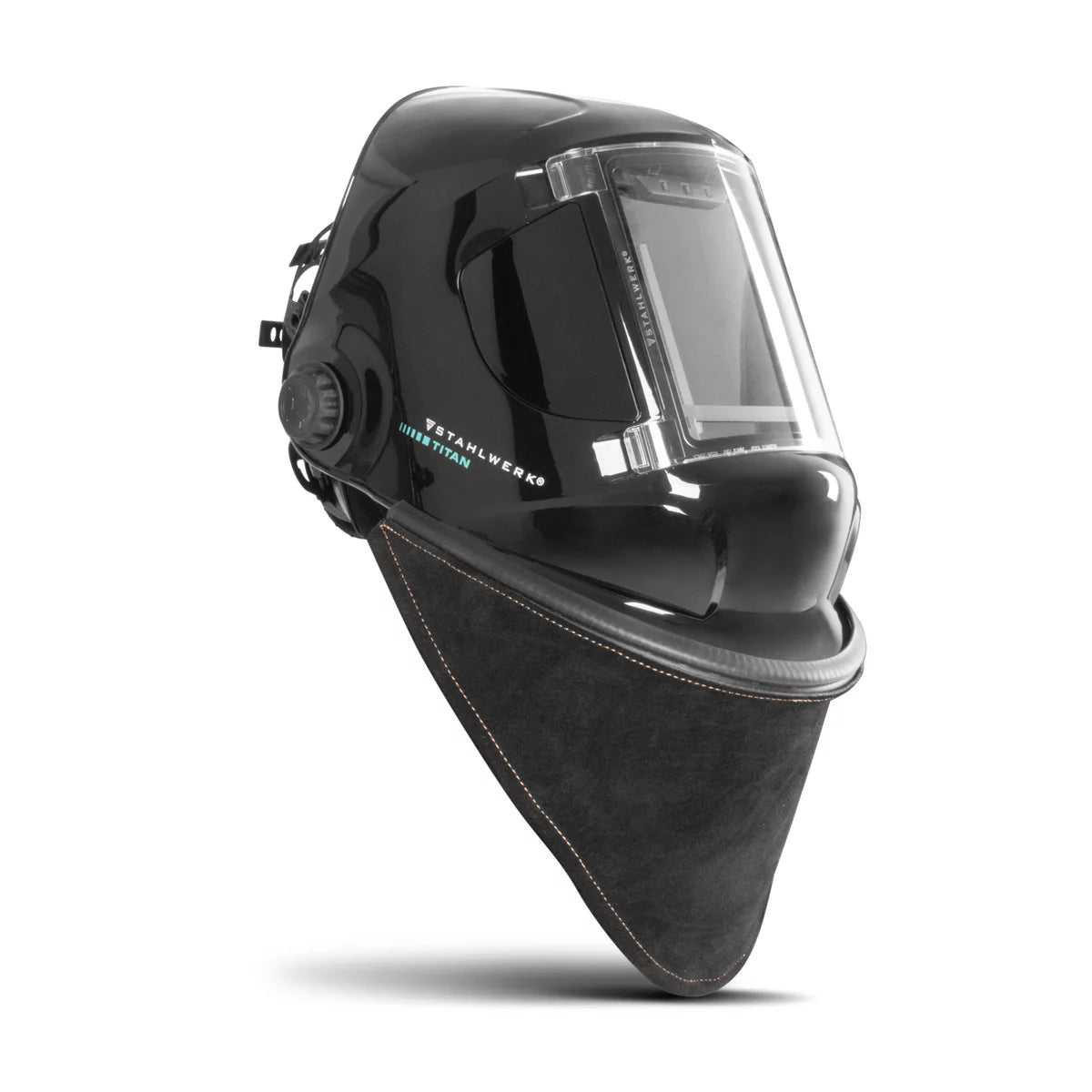 STAHLWERK Leder Hals- und Brustschutz für Schweißhelme | Universell nutzbarer Spritzer-, Funken- und UV-Schutz | Einfache Montage | Hochwertige Verarbeitung | Clip/Press-Fit