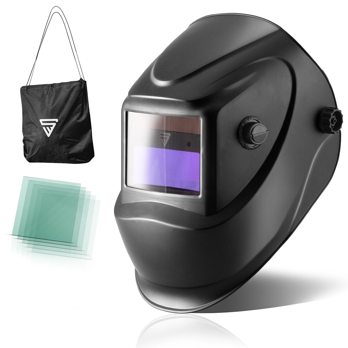 Steelworks full automatic welding helmet ST-450 R black matt fully automatically darkening, adjustable parameters, including 5 replacement discs