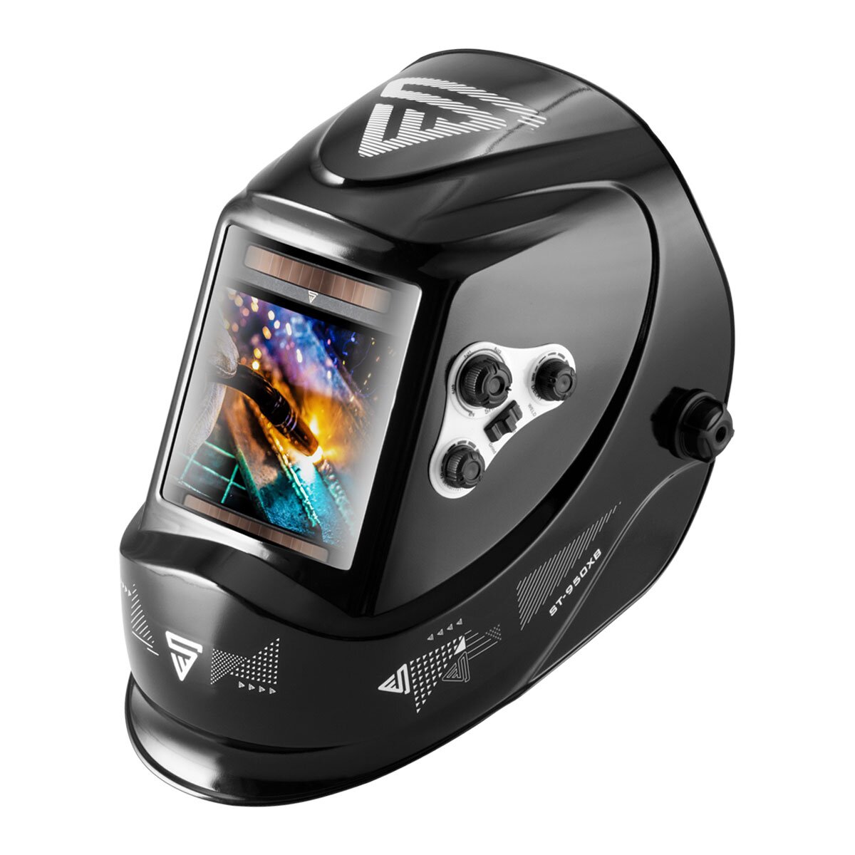 Stahlwerk ST-950 XB full automatic Real Color welding helmet with 3 in 1 function, black glossy, including 5 replacement discs & bags