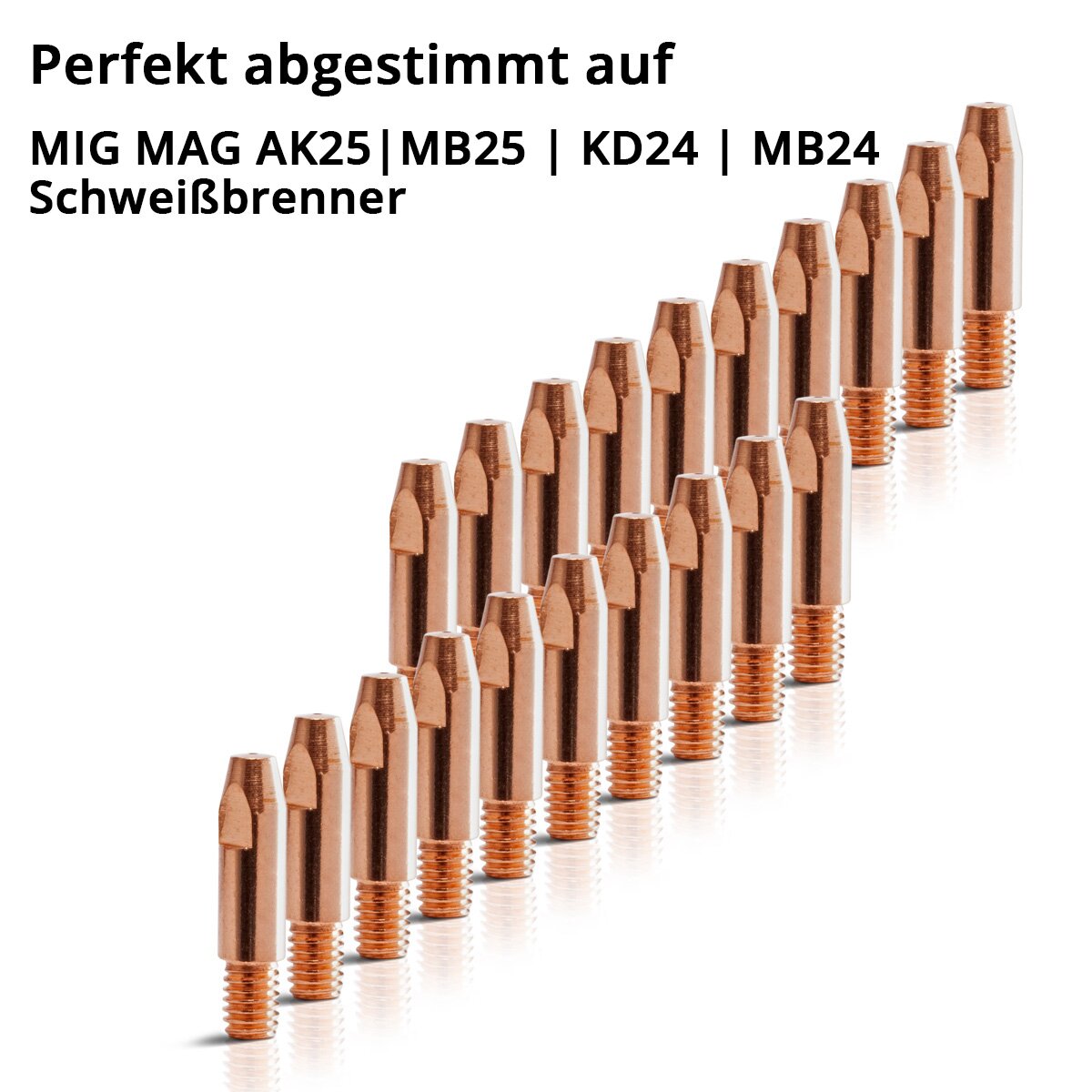 STAHLWERK 20er Set AK25 | MB25 | KD24 | MB24 Stromdüsen | Kontaktdüsen für Aluminium M6x28 in 1,0 mm MIG MAG Verschleißteile Set | Schweißzubehör für Schweißbrenner